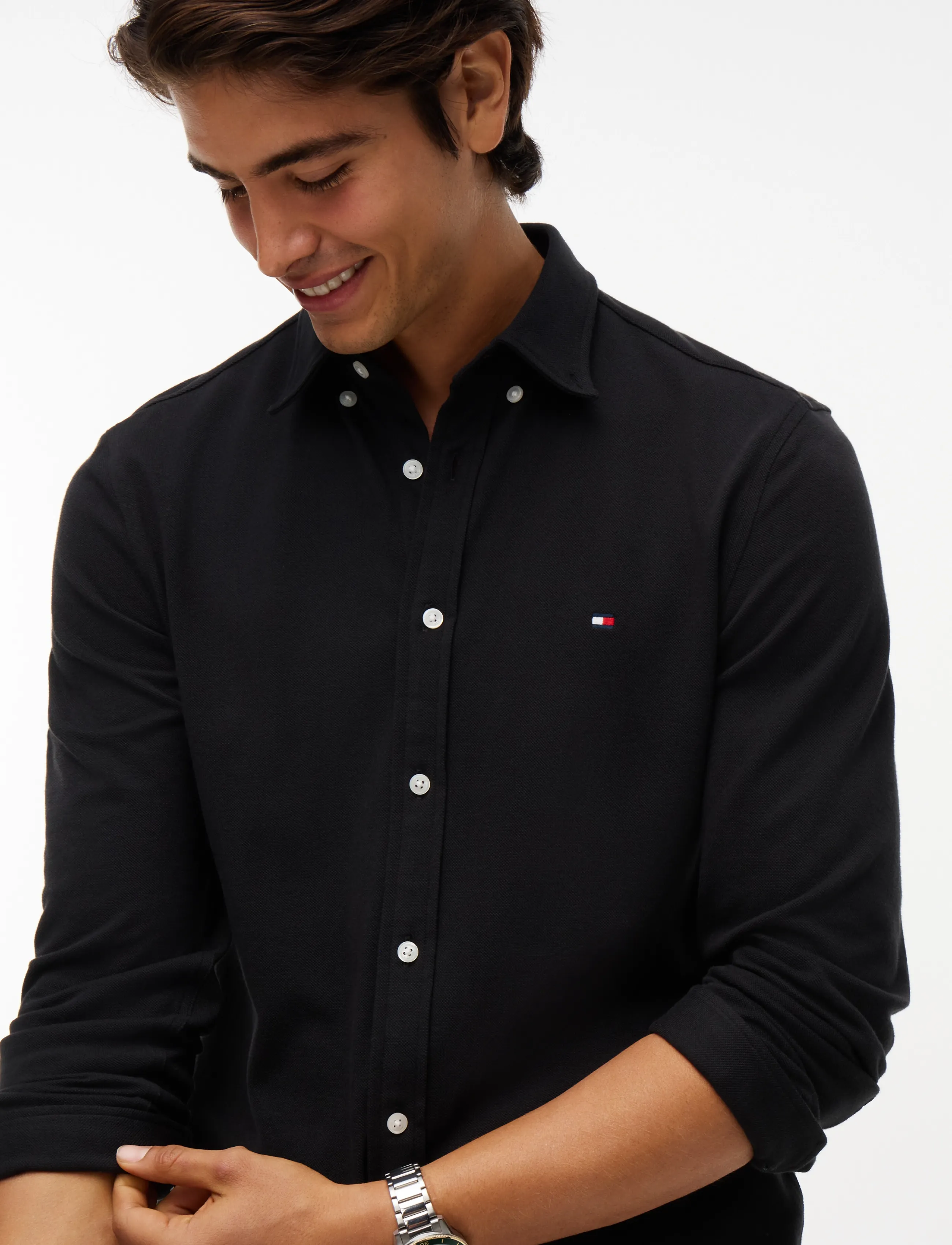 Tommy Hilfiger - KNITTED SHIRT SF - freizeithemden - black - 3