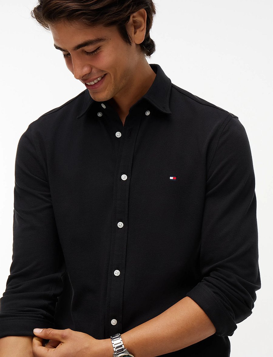 Tommy Hilfiger - KNITTED SHIRT SF - freizeithemden - black - 3