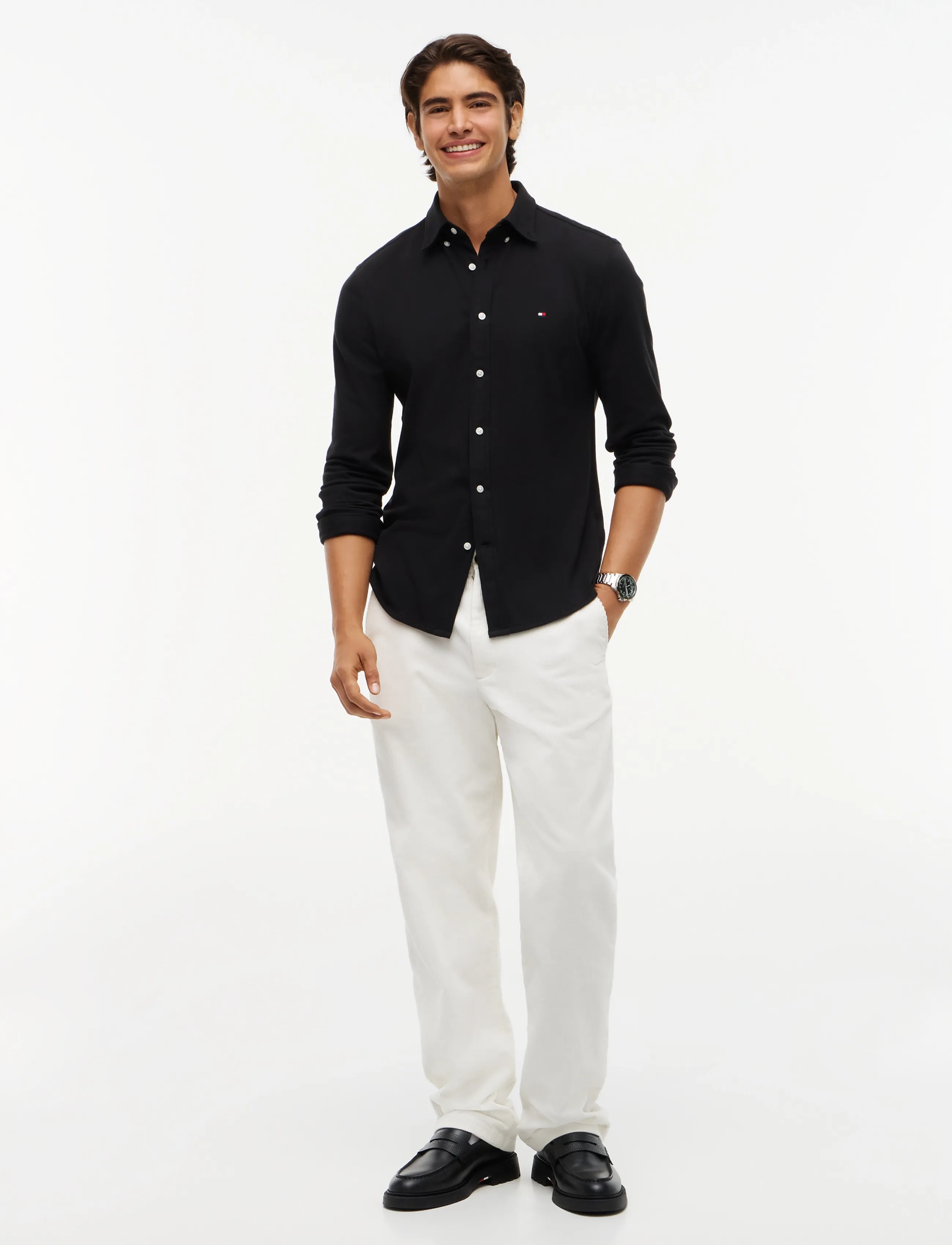 Tommy Hilfiger - KNITTED SHIRT SF - freizeithemden - black - 4
