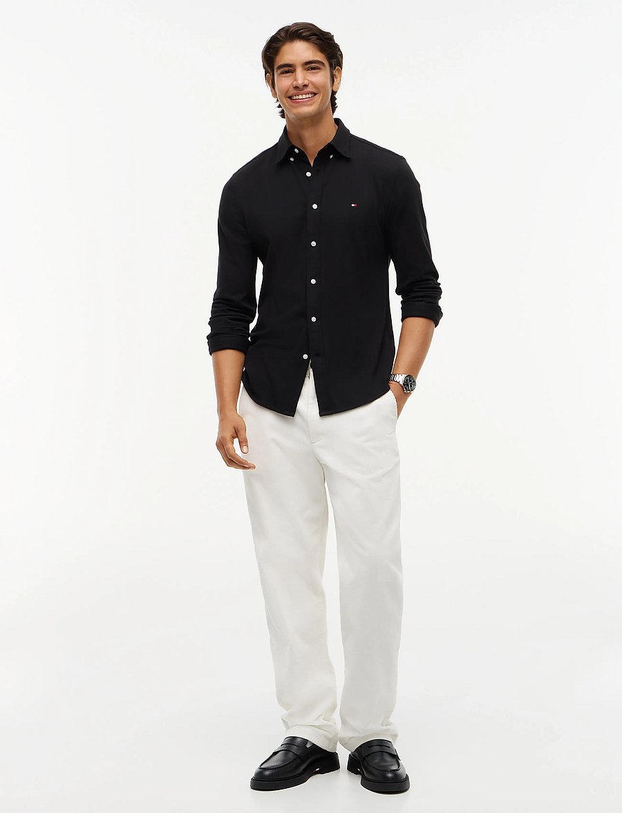 Tommy Hilfiger - KNITTED SHIRT SF - freizeithemden - black - 4