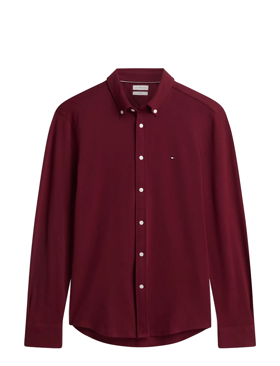 Tommy Hilfiger - KNITTED SHIRT SF - freizeithemden - burgundy - 1