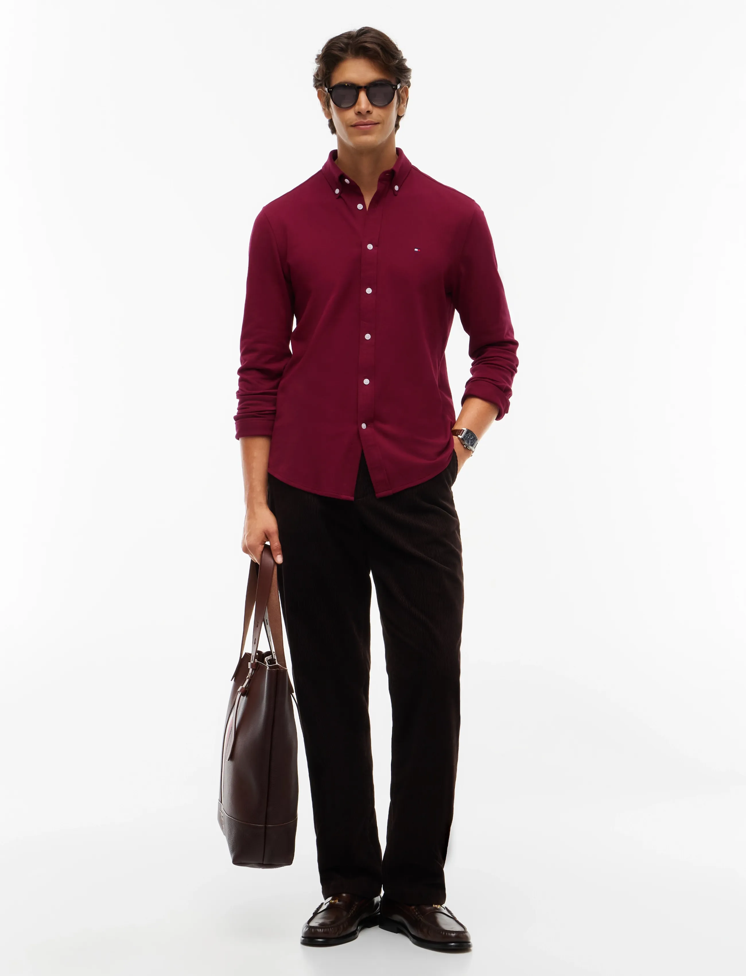 Tommy Hilfiger - KNITTED SHIRT SF - freizeithemden - burgundy - 4