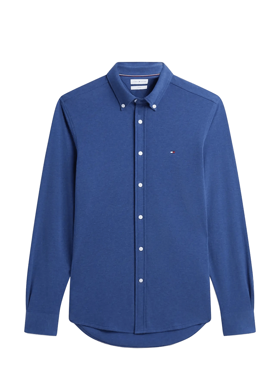 Tommy Hilfiger - KNITTED SHIRT SF - casual shirts - dark blue heather - 1