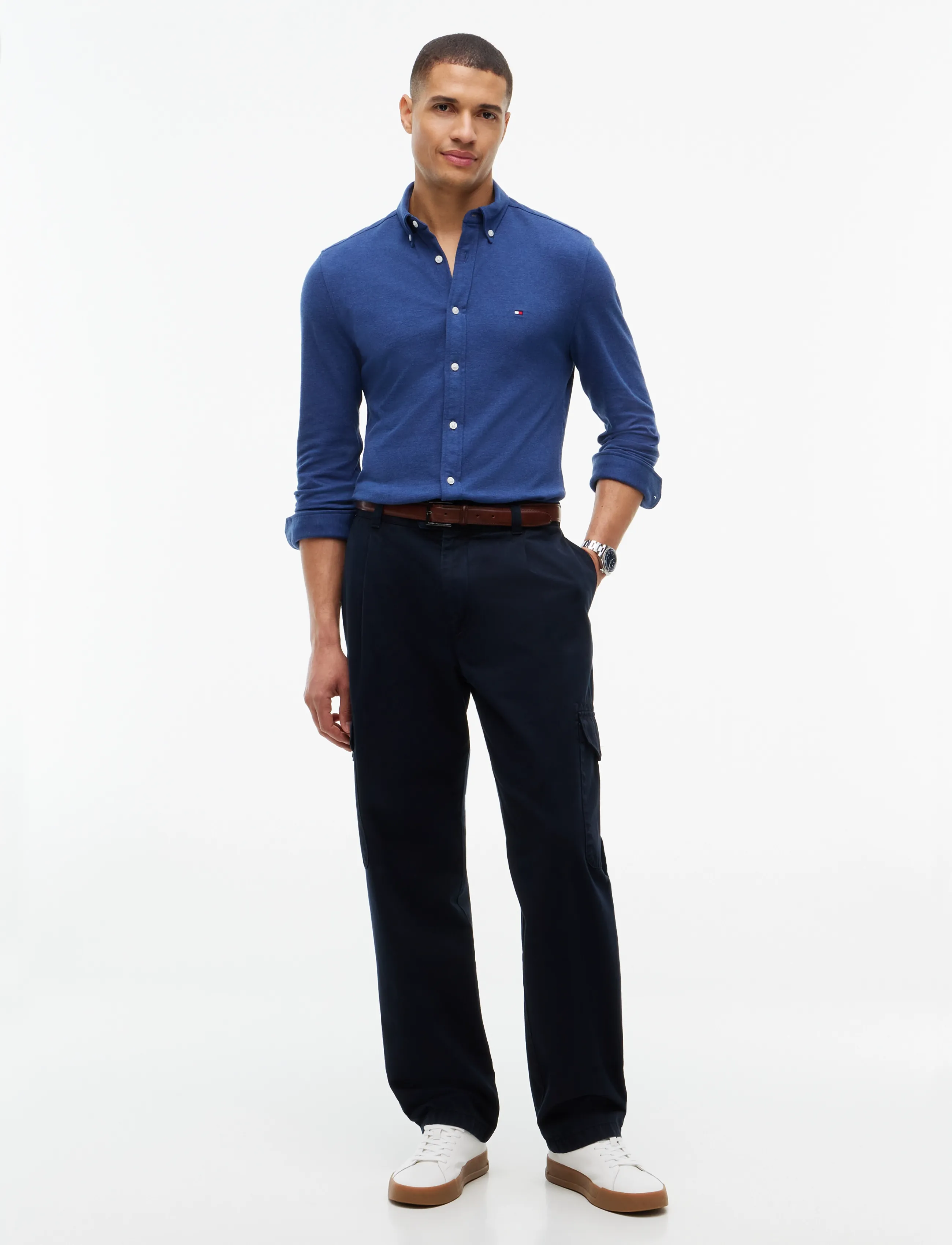 Tommy Hilfiger - KNITTED SHIRT SF - casual shirts - dark blue heather - 4