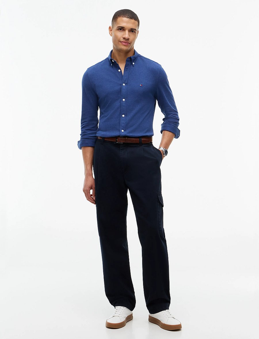Tommy Hilfiger - KNITTED SHIRT SF - casual shirts - dark blue heather - 4