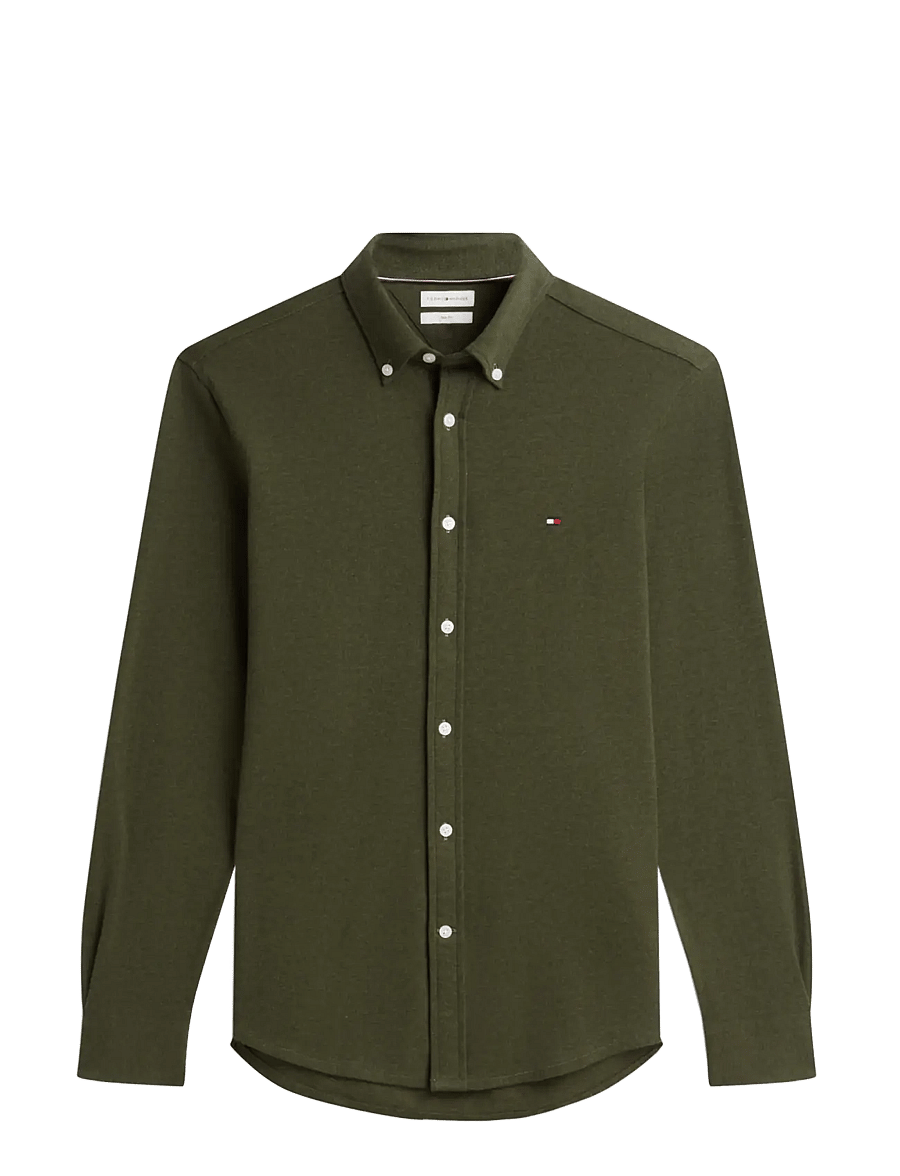 Tommy Hilfiger - KNITTED SHIRT SF - casual shirts - ghost fern heather - 0