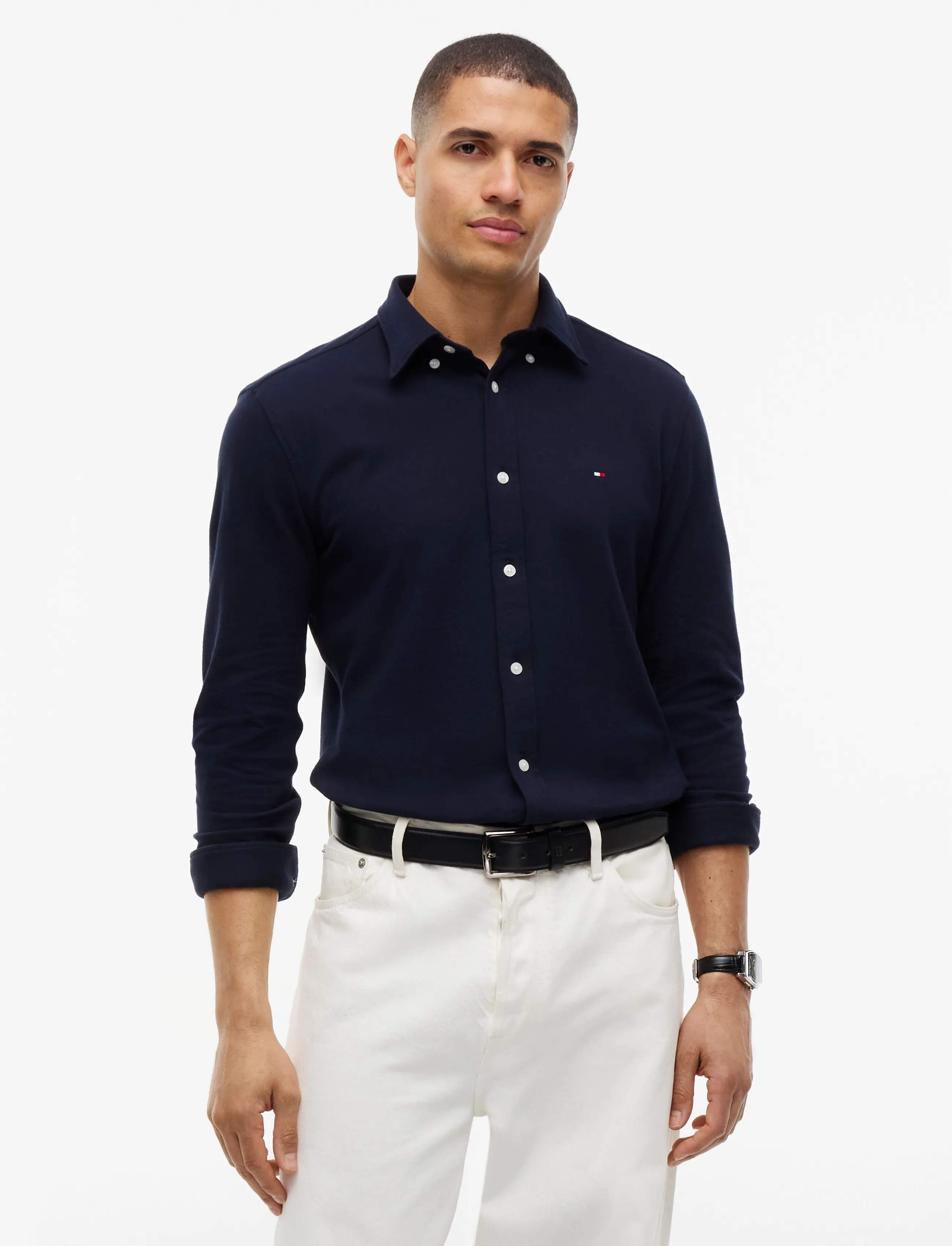 Tommy Hilfiger Knitted Shirt Sf, XXL, Shirts, Marineblau - Casual Männerswear
