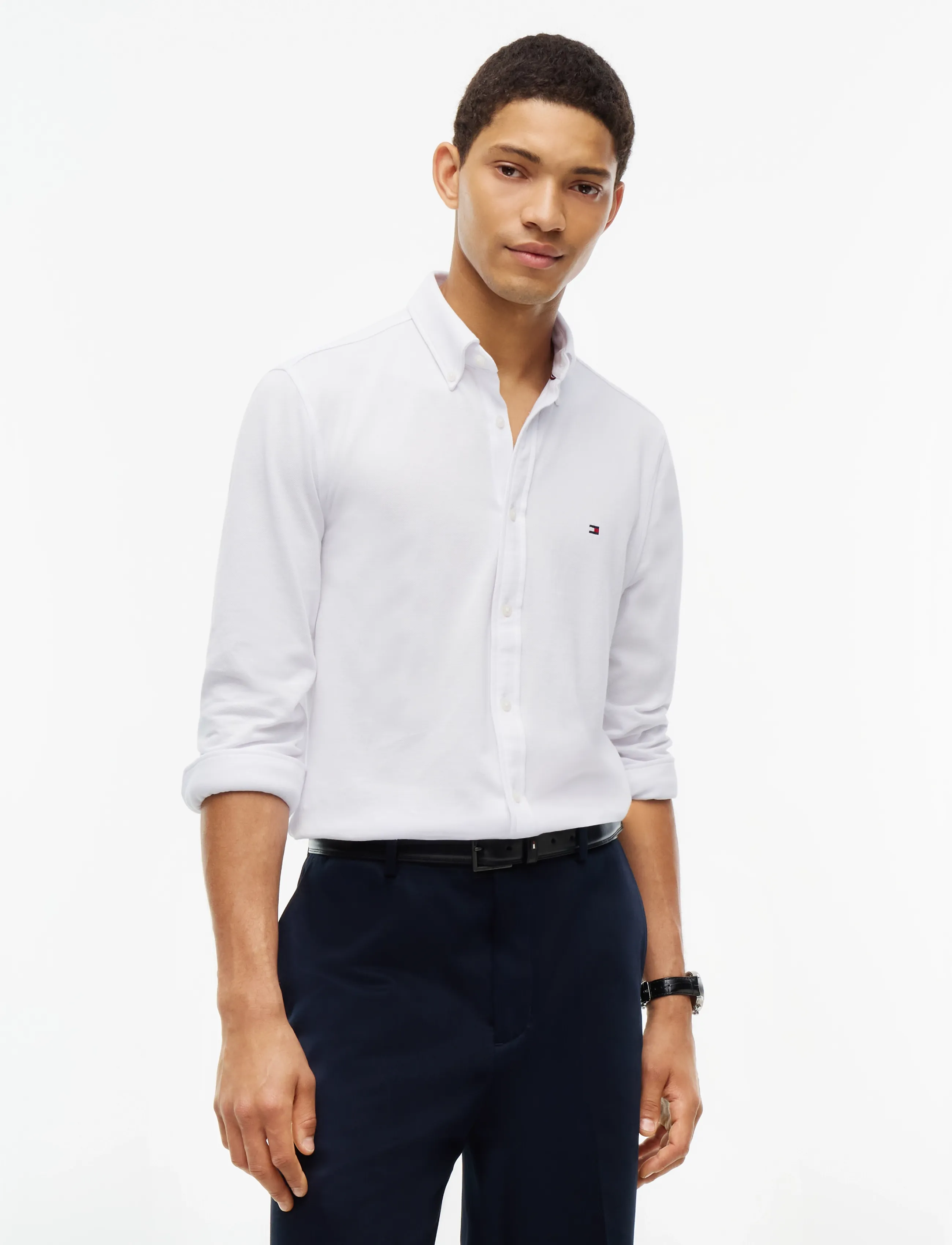 Tommy Hilfiger KNITTED SHIRT SF - Kleidung - WHITE / white