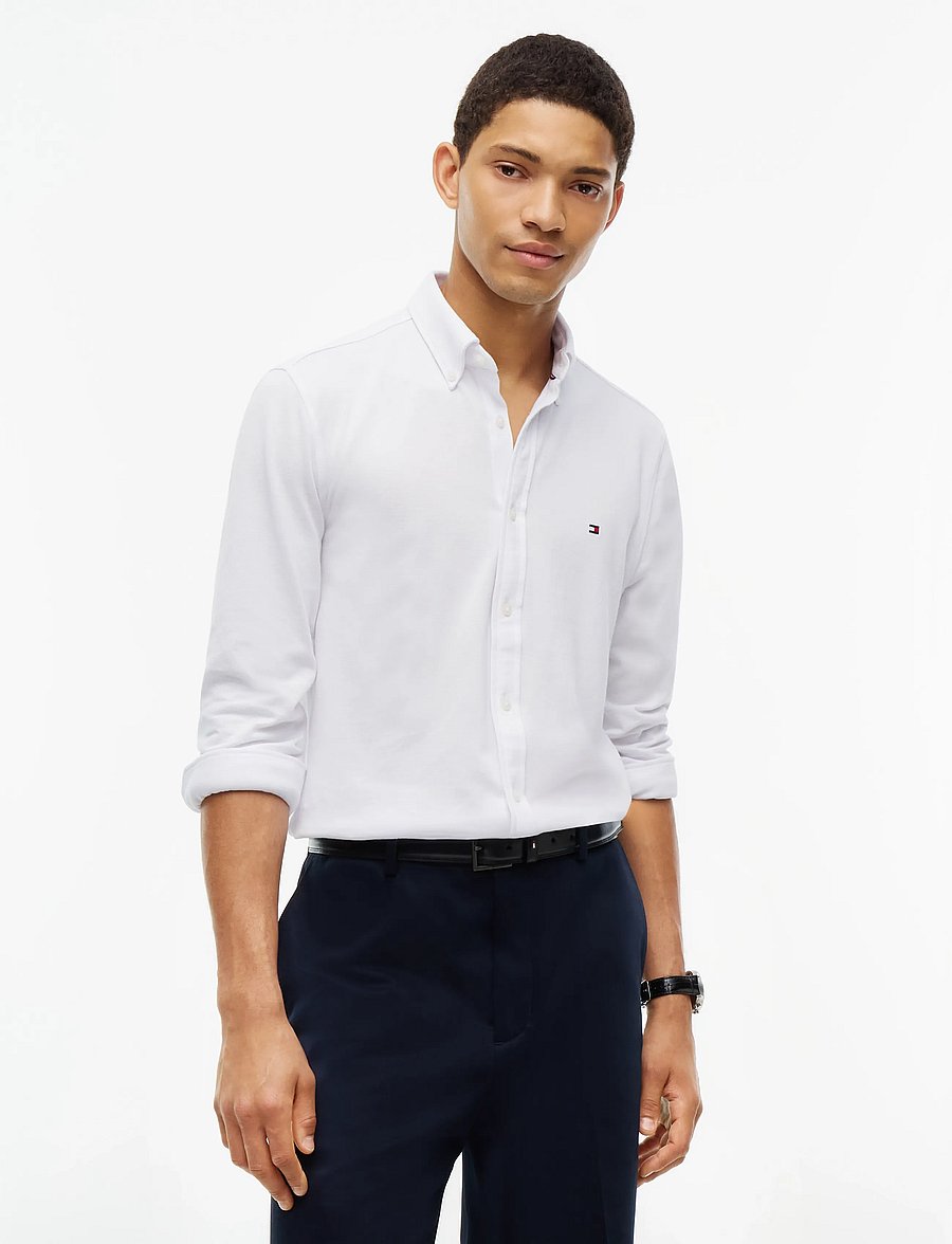 Tommy Hilfiger - KNITTED SHIRT SF - casual shirts - white - 0