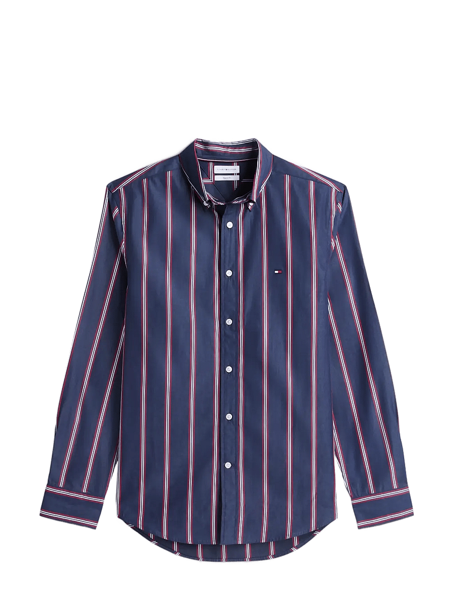 Tommy Hilfiger - POPLIN GROUND STP RF SHIRT - gestreifte hemden - carbon navy multistripe - 0
