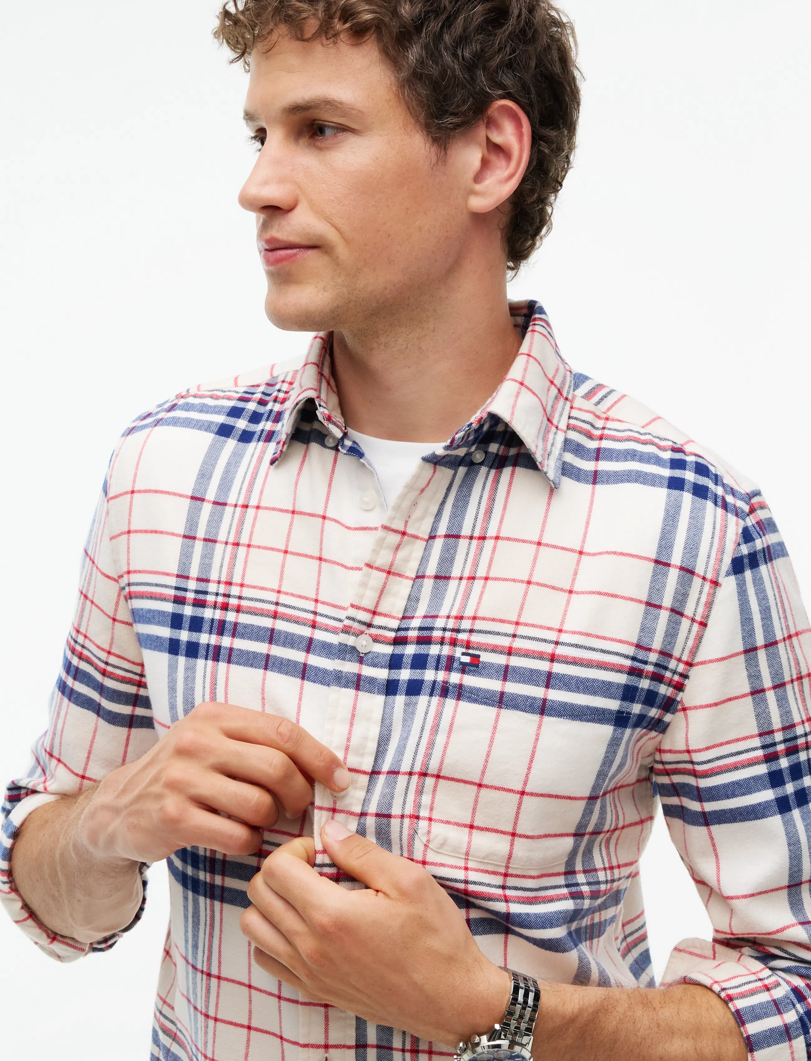 Tommy Hilfiger - HERO FLANNEL TARTN CHCK RF SHIRT - ivory petal   check - 3