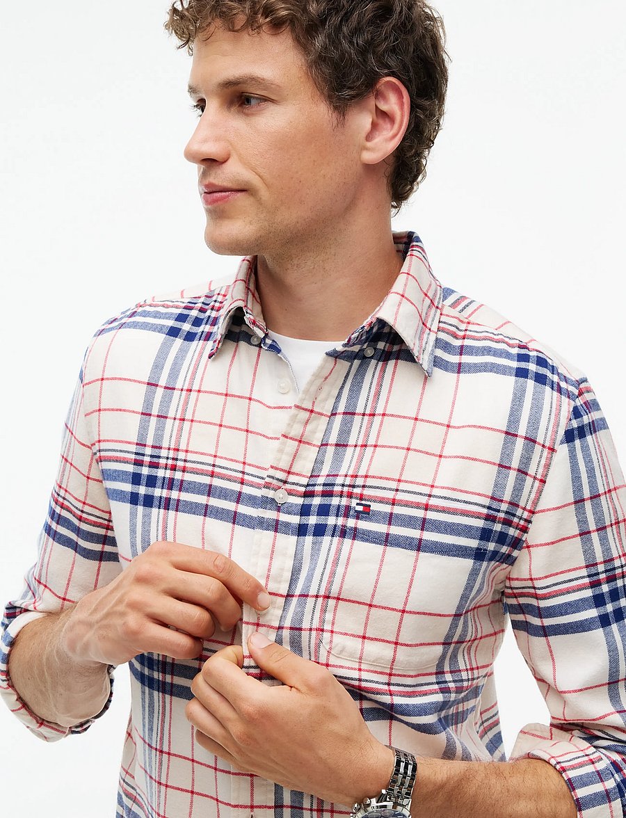 Tommy Hilfiger - HERO FLANNEL TARTN CHCK RF SHIRT - ruudulised särgid - ivory petal check - 3