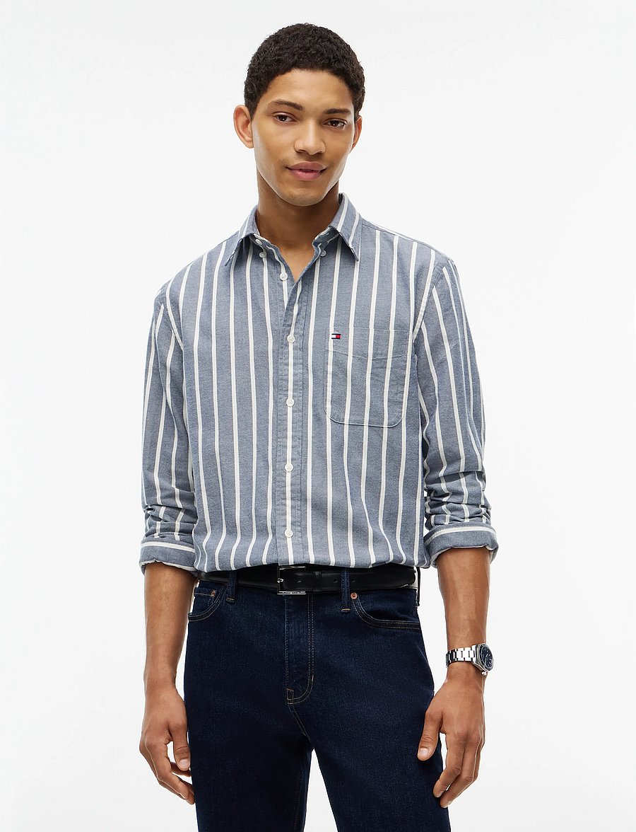 Tommy Hilfiger - FLANNEL STRIPE RF SHIRT - flanellsärgid - carbon navy stripe - 0