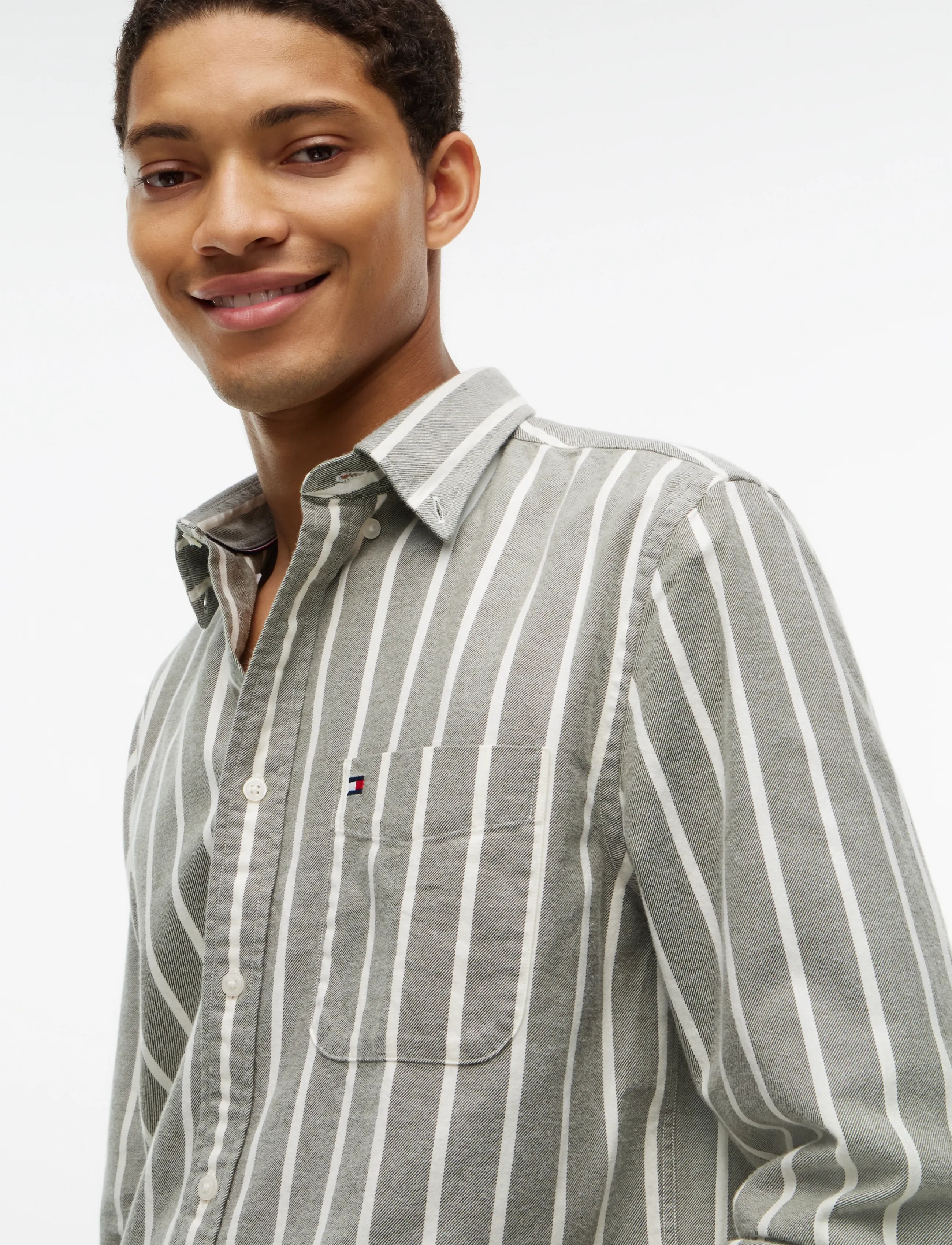 Tommy Hilfiger - FLANNEL STRIPE RF SHIRT - huntsman green   stripe - 3