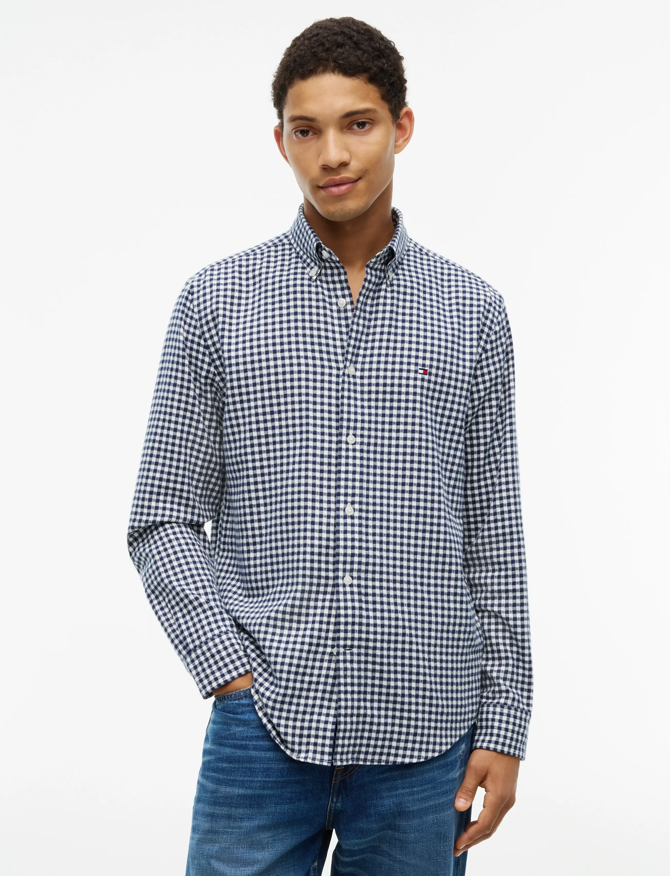 Tommy Hilfiger FLANNEL GINGHAM DOBBY - Vetements - CARBON NAVY   CHECK / navy