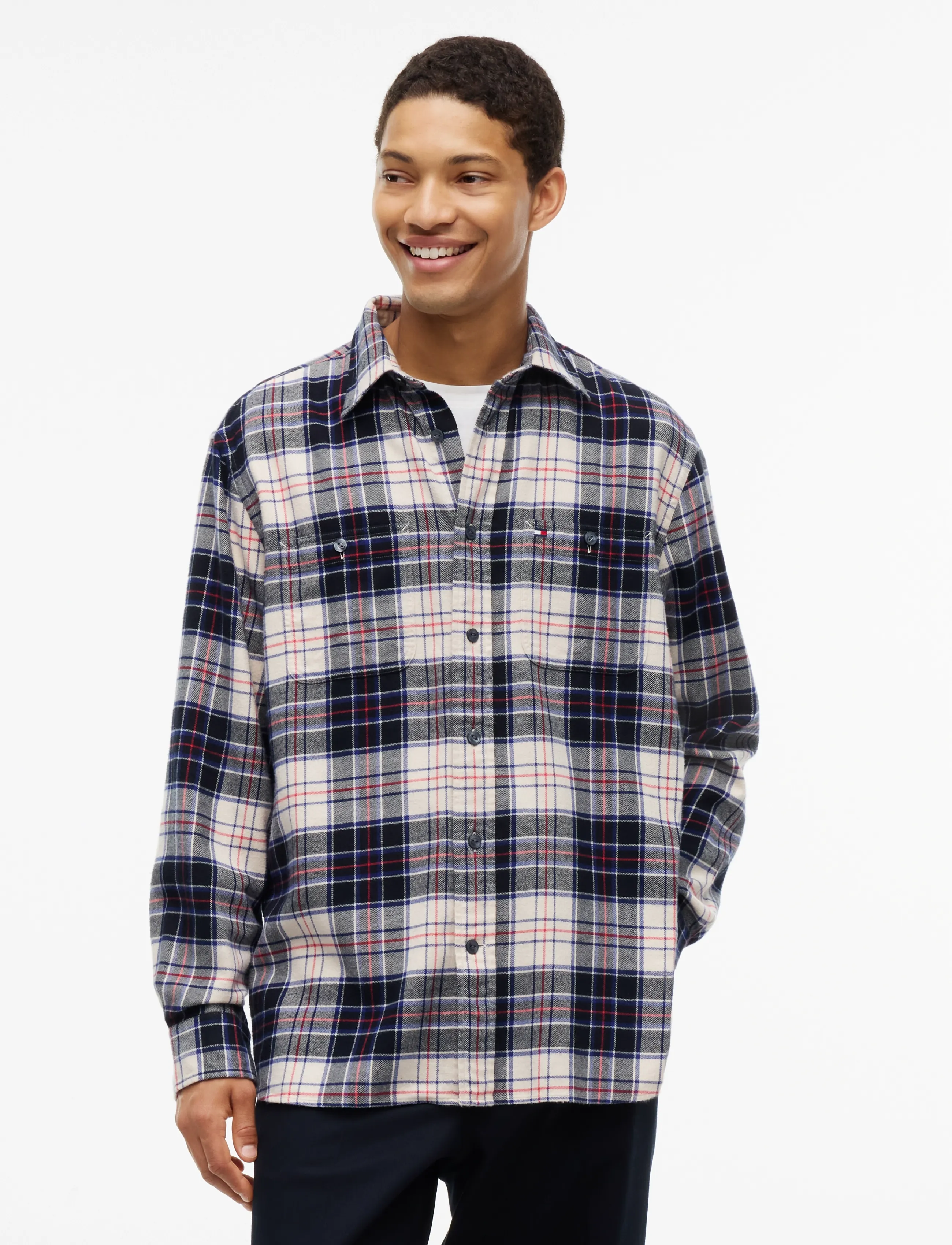 Tommy Hilfiger RWB TARTAN FLANNEL - Inspiration - IVORY SILK   CHECK / cream