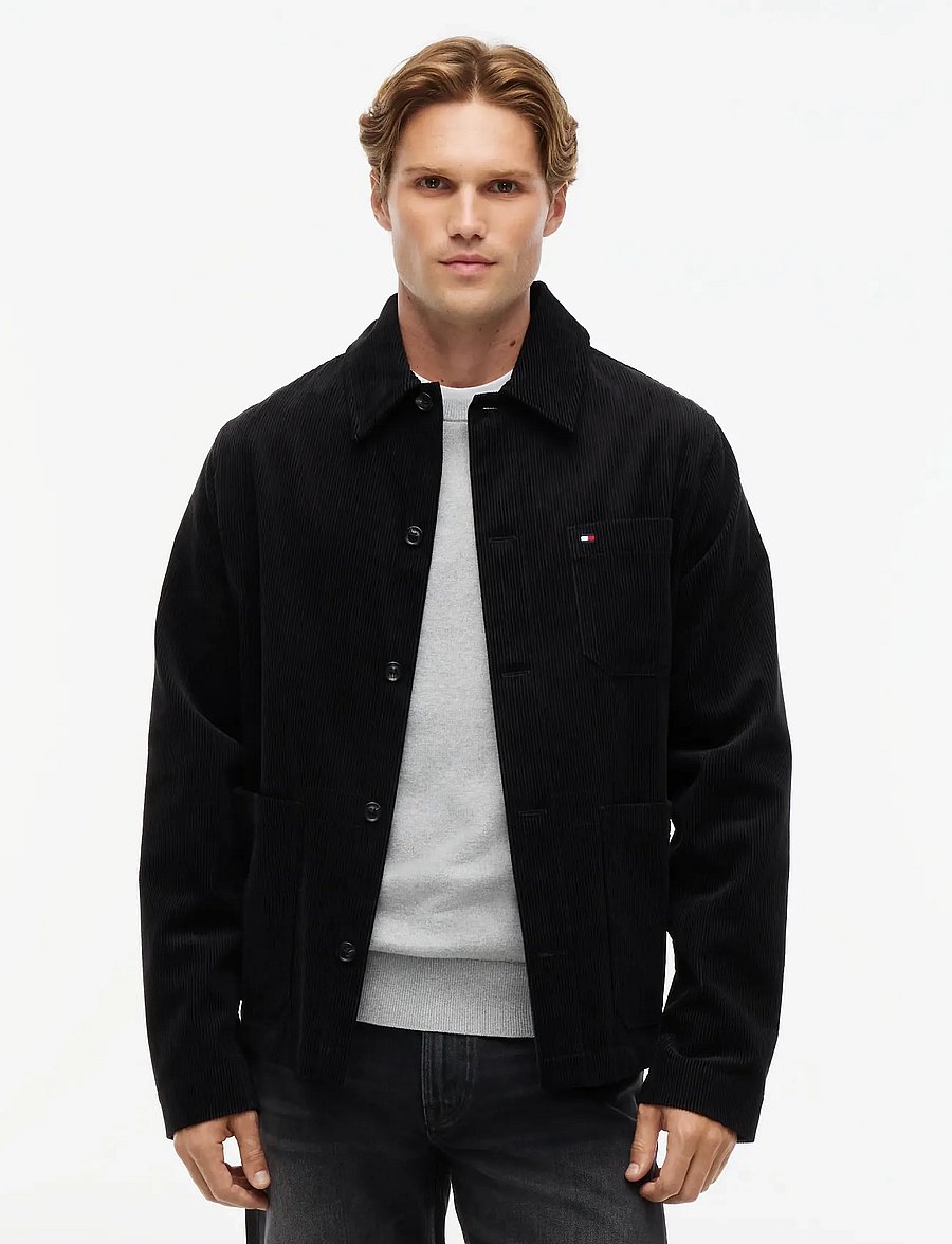 Tommy Hilfiger - CORDUROY CHORE SHIRT JACKET - Überhemden - black - 0
