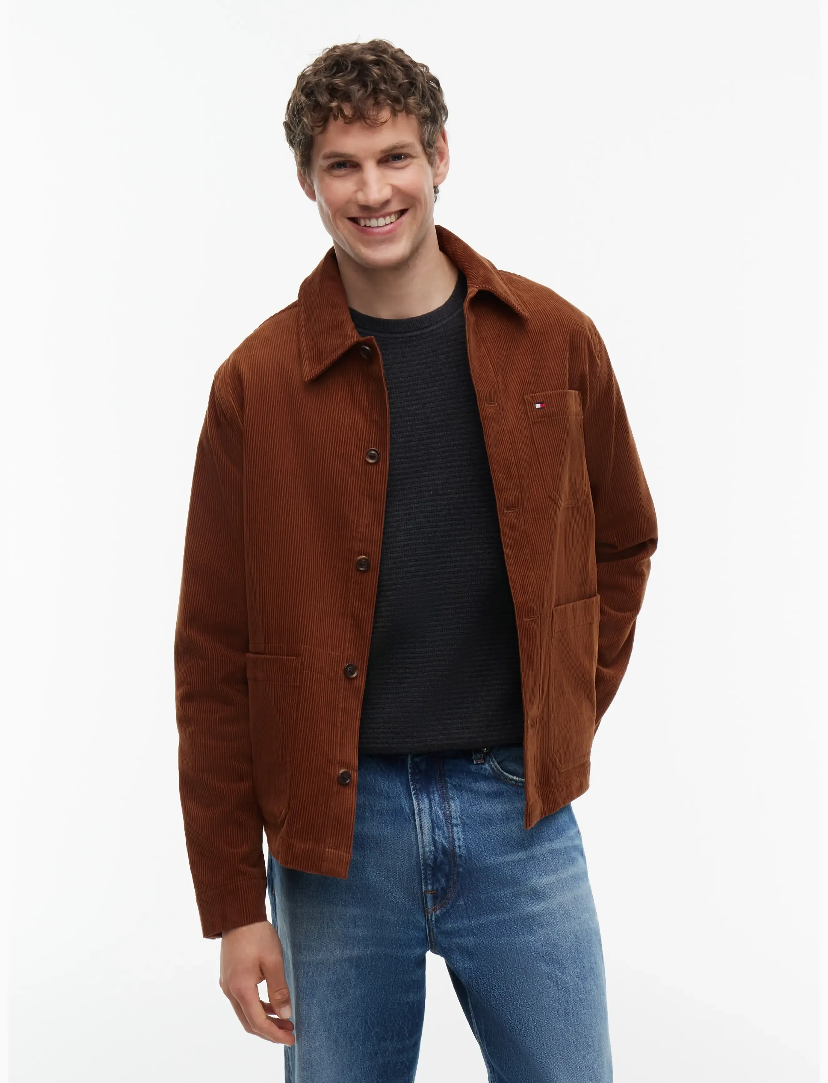 Tommy Hilfiger CORDUROY CHORE SHIRT JACKET - Üleriided - HICKORY CORD / brown