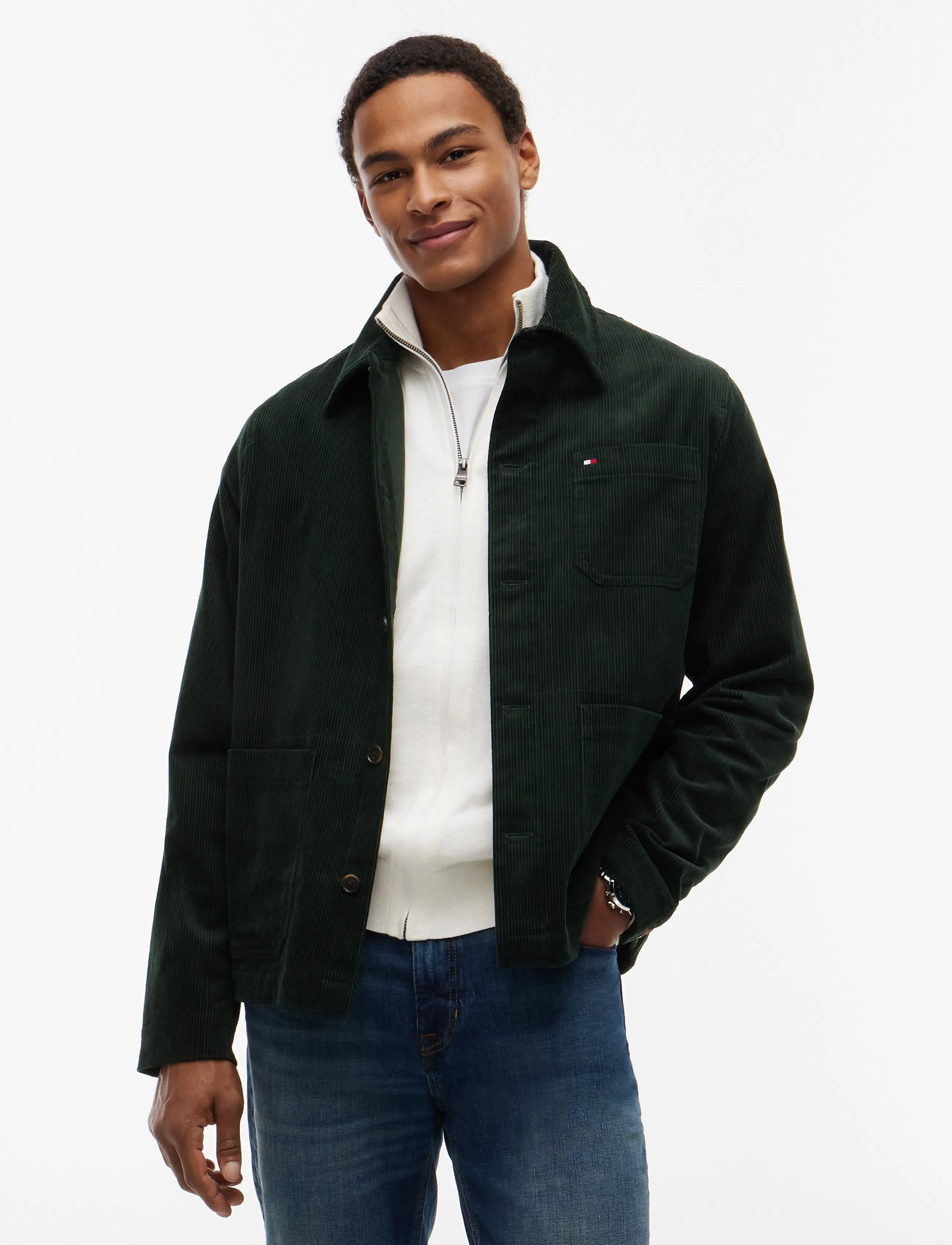 Tommy Hilfiger Corduroy Chore Shirt Jacket, XL, Jackets, Grün - Light Männerswear