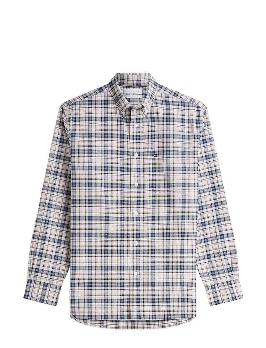 Tommy Hilfiger - OXFORD TARTAN CHECK CF SHT - ternede skjorter - newsprint beige check - 1