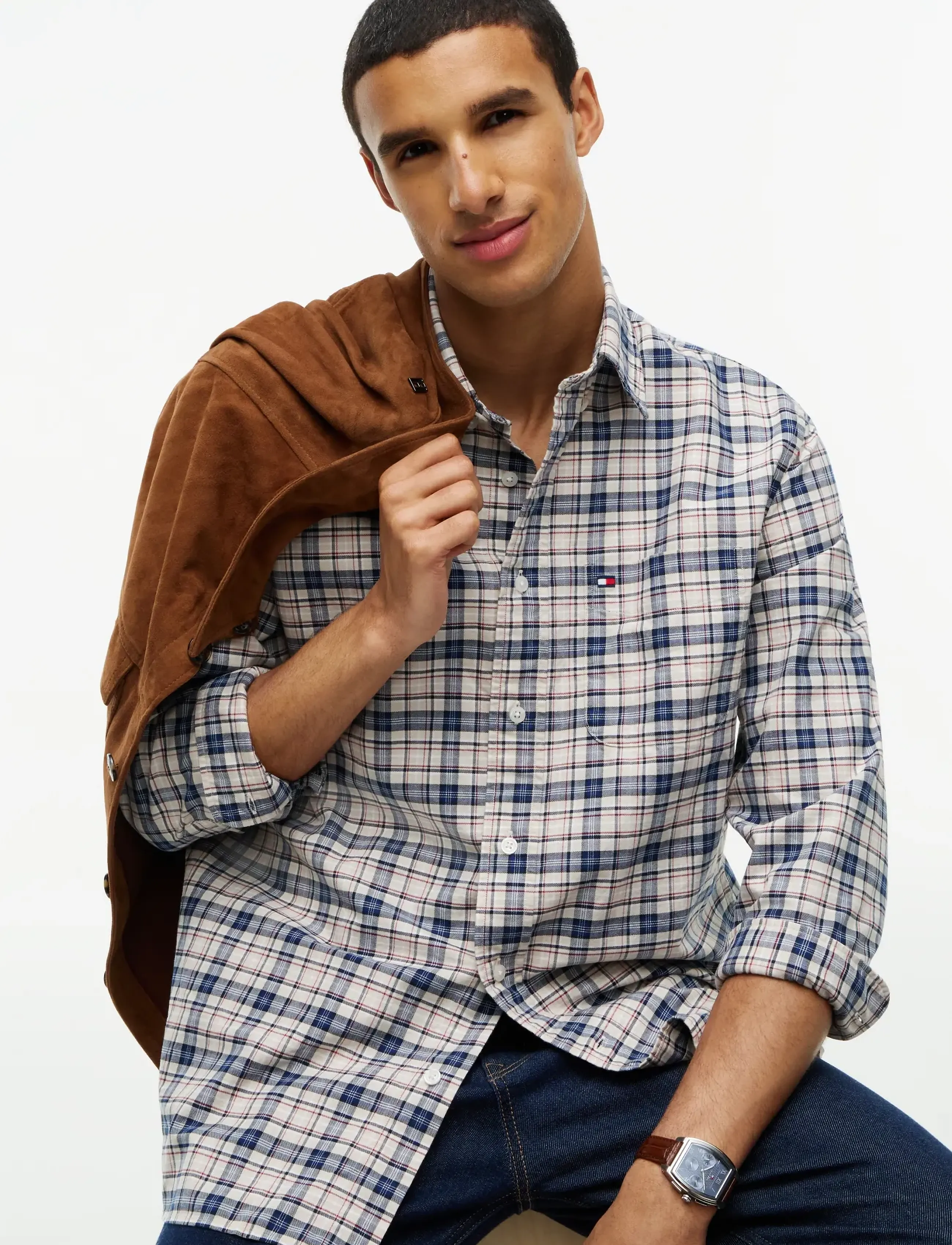 Tommy Hilfiger - OXFORD TARTAN CHECK CF SHT - newsprint beige   check - 3