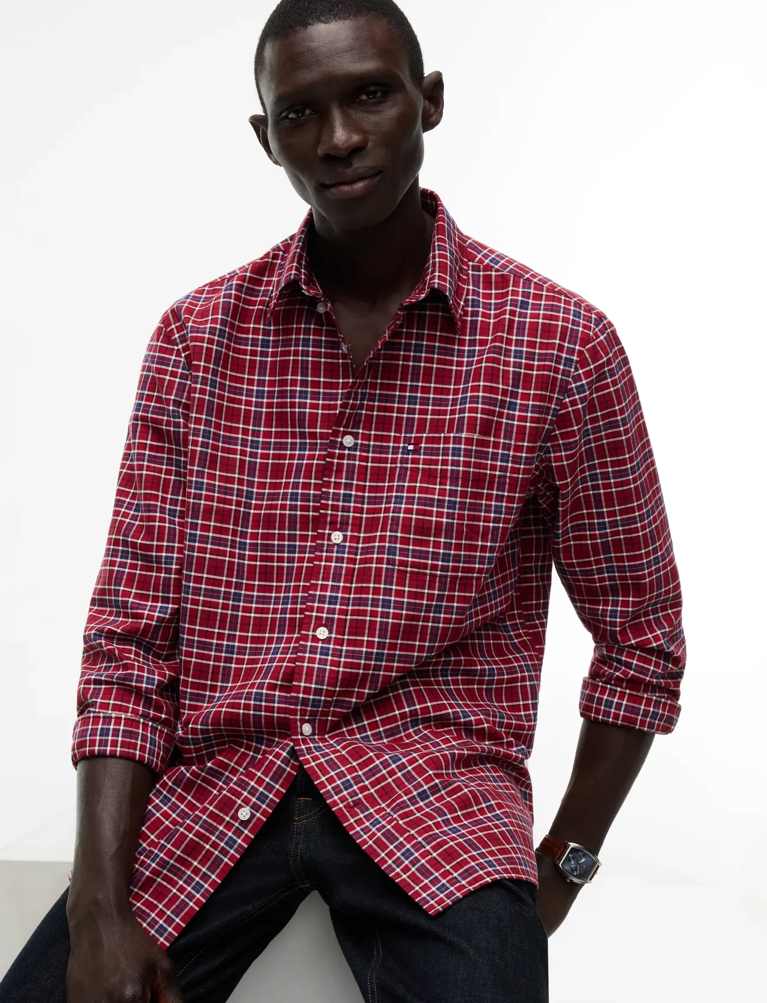 Tommy Hilfiger - OXFORD TARTAN CHECK CF SHT - regatta red   check - 3