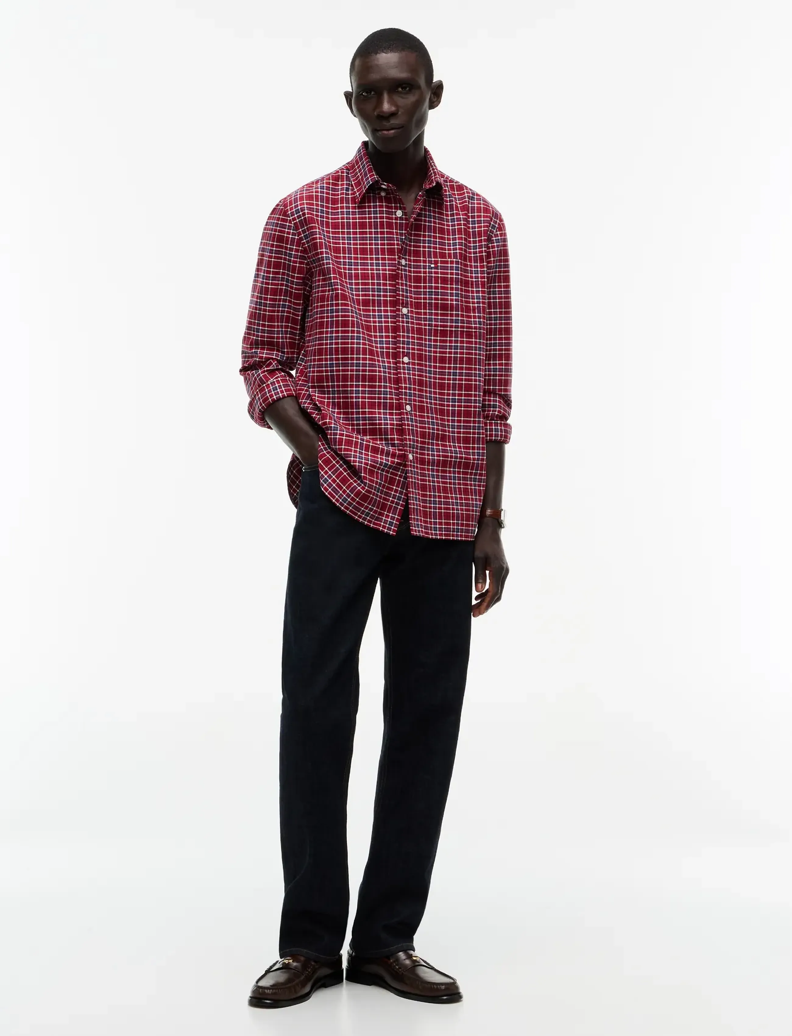 Tommy Hilfiger - OXFORD TARTAN CHECK CF SHT - regatta red   check - 4