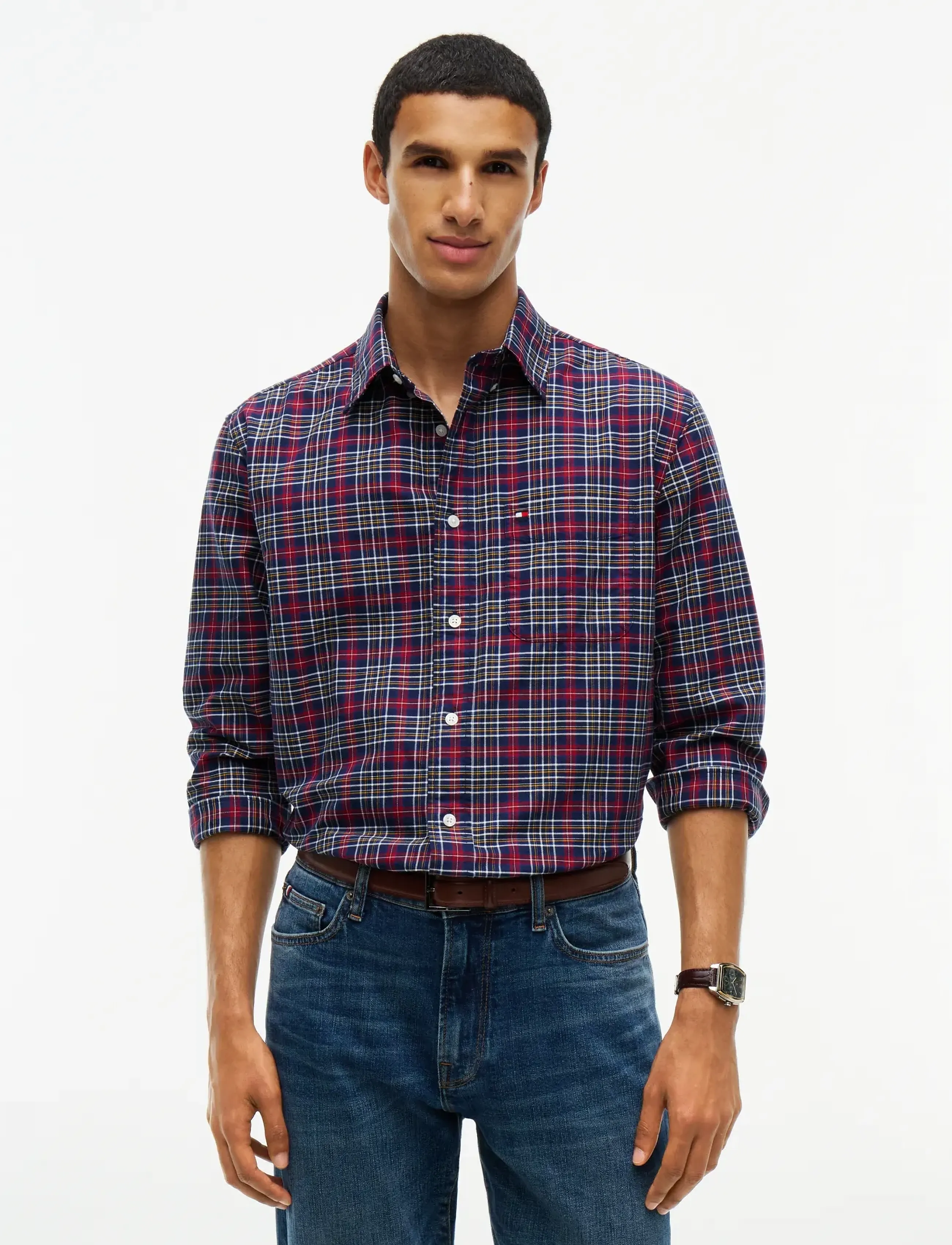 Tommy Hilfiger OXFORD TARTAN CHECK CF SHT - Riided - RICH NAVY   CHECK / navy