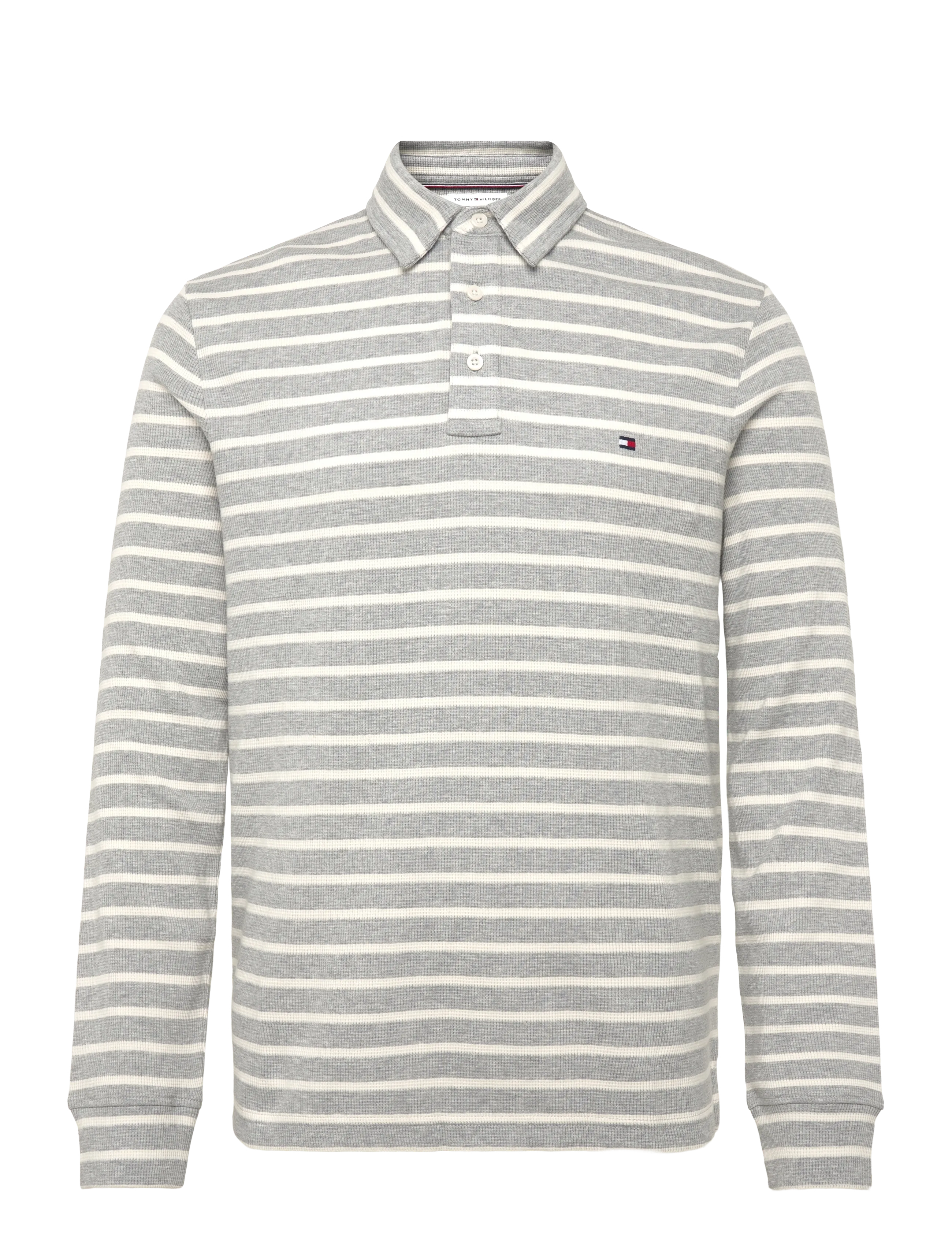 Tommy Hilfiger LS WAFFLE REG POLO - Langærmede poloer - LIGHT GREY HTR   IVORY PETAL / grey