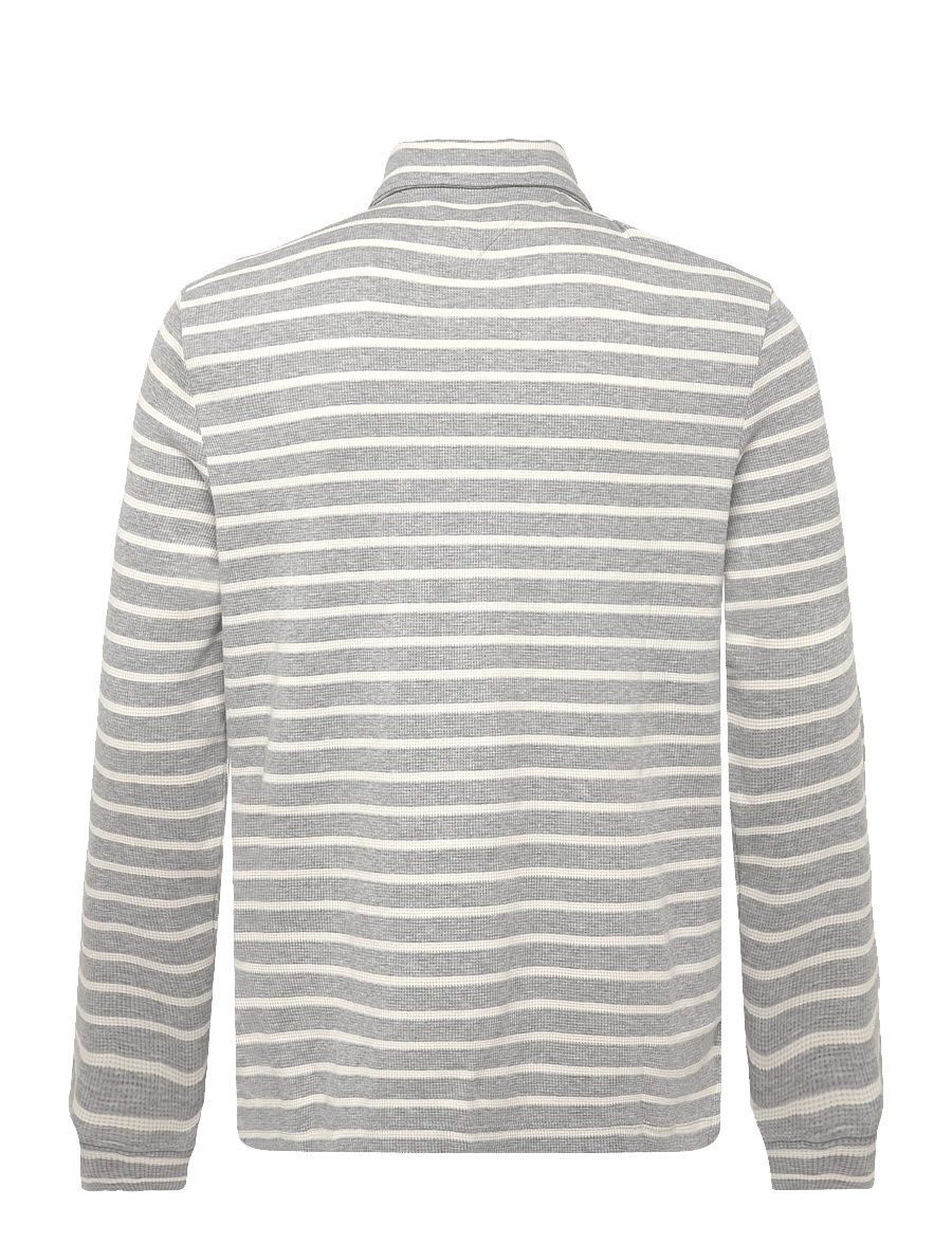 Tommy Hilfiger - LS WAFFLE REG POLO - langærmede poloer - light grey htr ivory petal - 1
