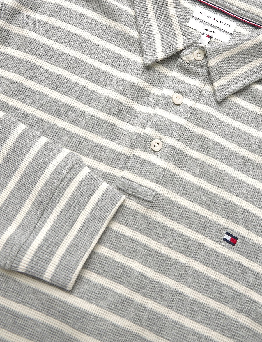 Tommy Hilfiger - LS WAFFLE REG POLO - langærmede poloer - light grey htr ivory petal - 2