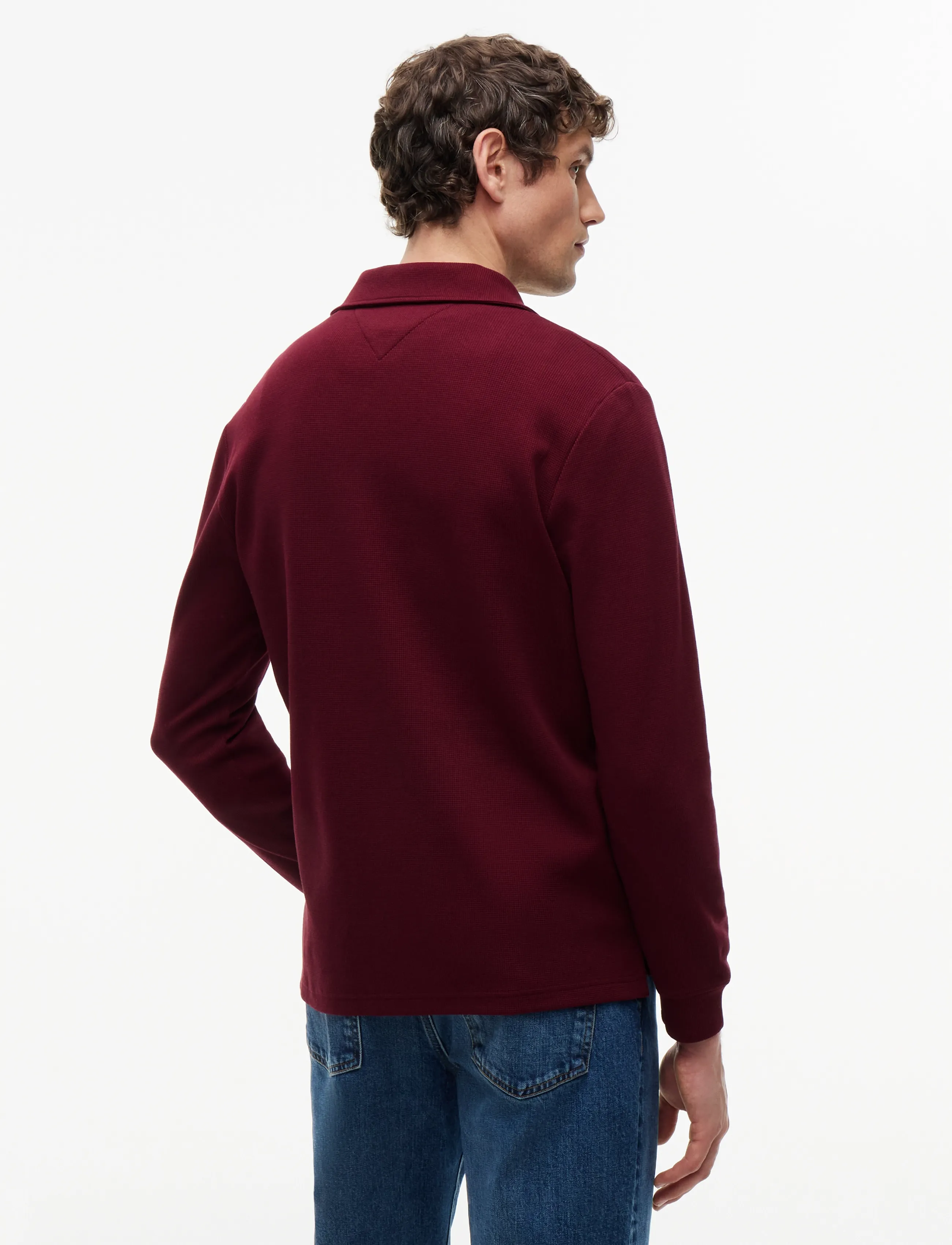 Tommy Hilfiger - LS WAFFLE REG POLO - långärmade stickade pikétröjor - burgundy - 2
