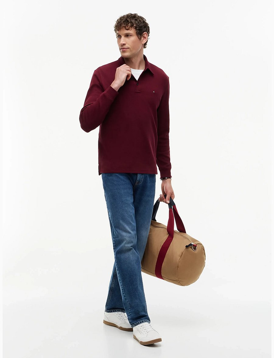 Tommy Hilfiger - LS WAFFLE REG POLO - långärmade stickade pikétröjor - burgundy - 4