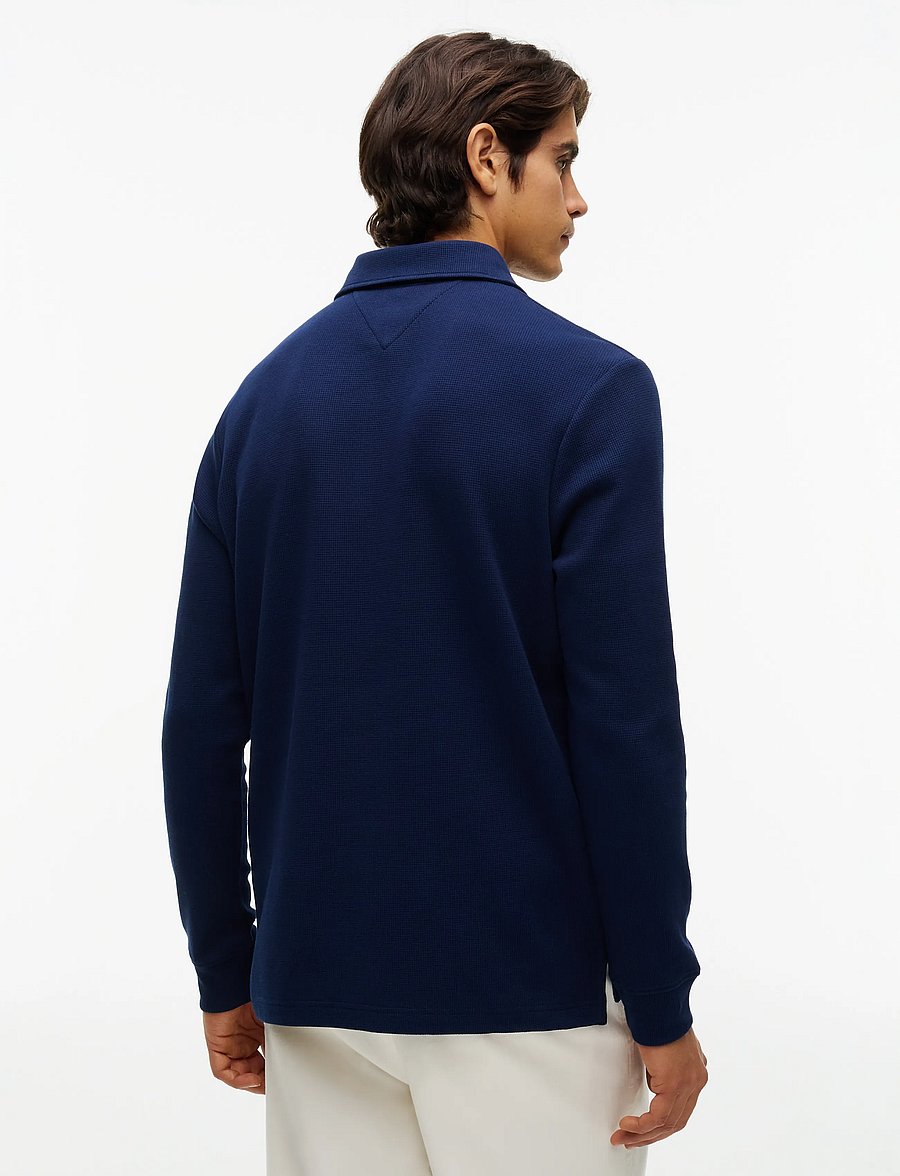 Tommy Hilfiger - LS WAFFLE REG POLO - long-sleeved knitted polos - carbon navy - 2