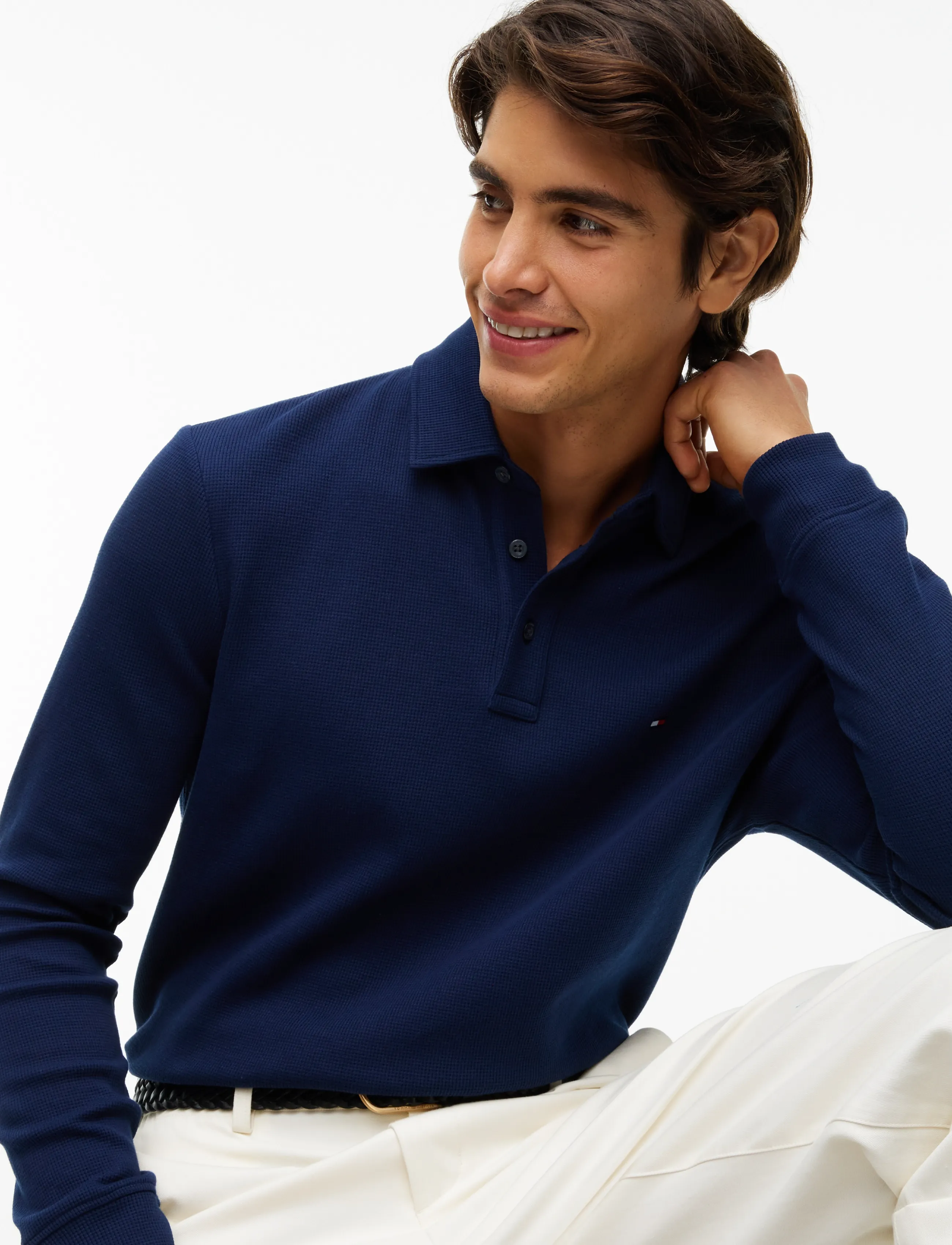 Tommy Hilfiger - LS WAFFLE REG POLO - carbon navy - 3