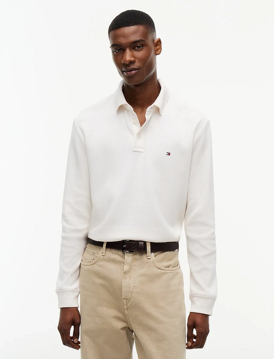 Tommy Hilfiger - LS WAFFLE REG POLO - långärmade pikéer - ivory petal - 0