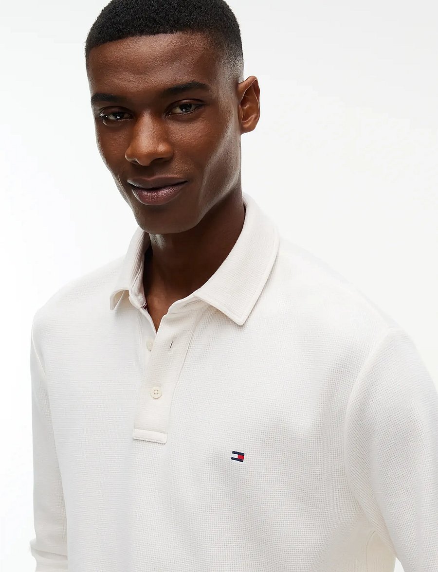 Tommy Hilfiger - LS WAFFLE REG POLO - långärmade pikéer - ivory petal - 3