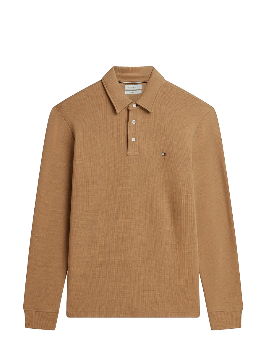 Tommy Hilfiger - LS WAFFLE REG POLO - långärmade pikéer - safari canvas - 1