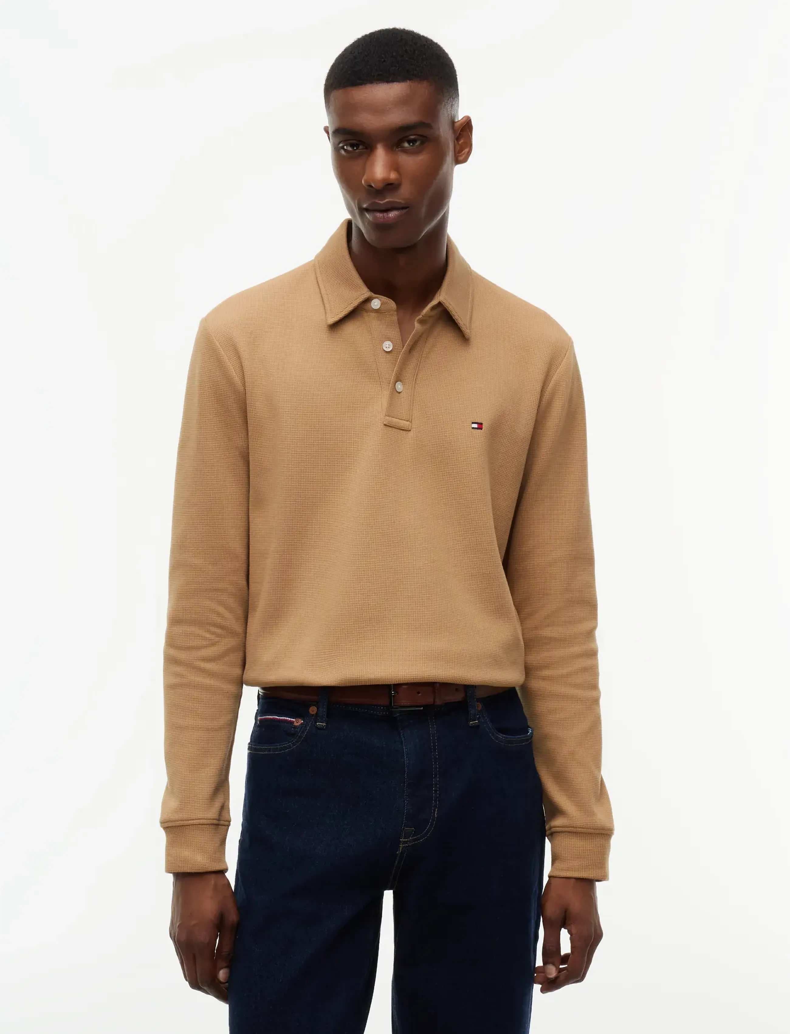 Tommy Hilfiger LS WAFFLE REG POLO - Tommy Hilfiger - SAFARI CANVAS / brown