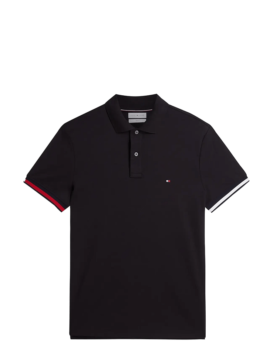 Tommy Hilfiger - LIQUID COTTON CUFF SLIM POLO - lühikeste varrukatega polod - black - 1