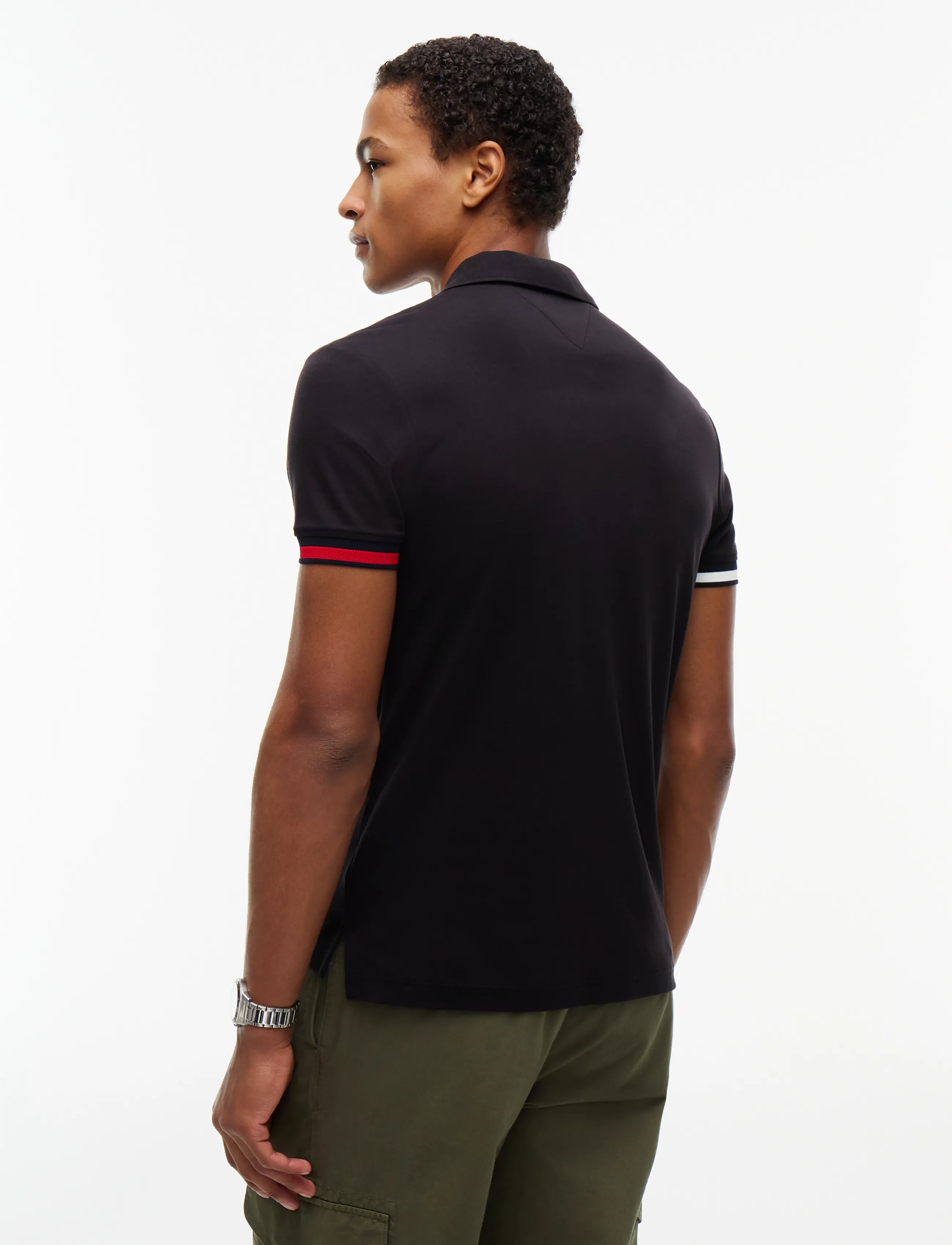 Tommy Hilfiger - LIQUID COTTON CUFF SLIM POLO - lühikeste varrukatega polod - black - 2