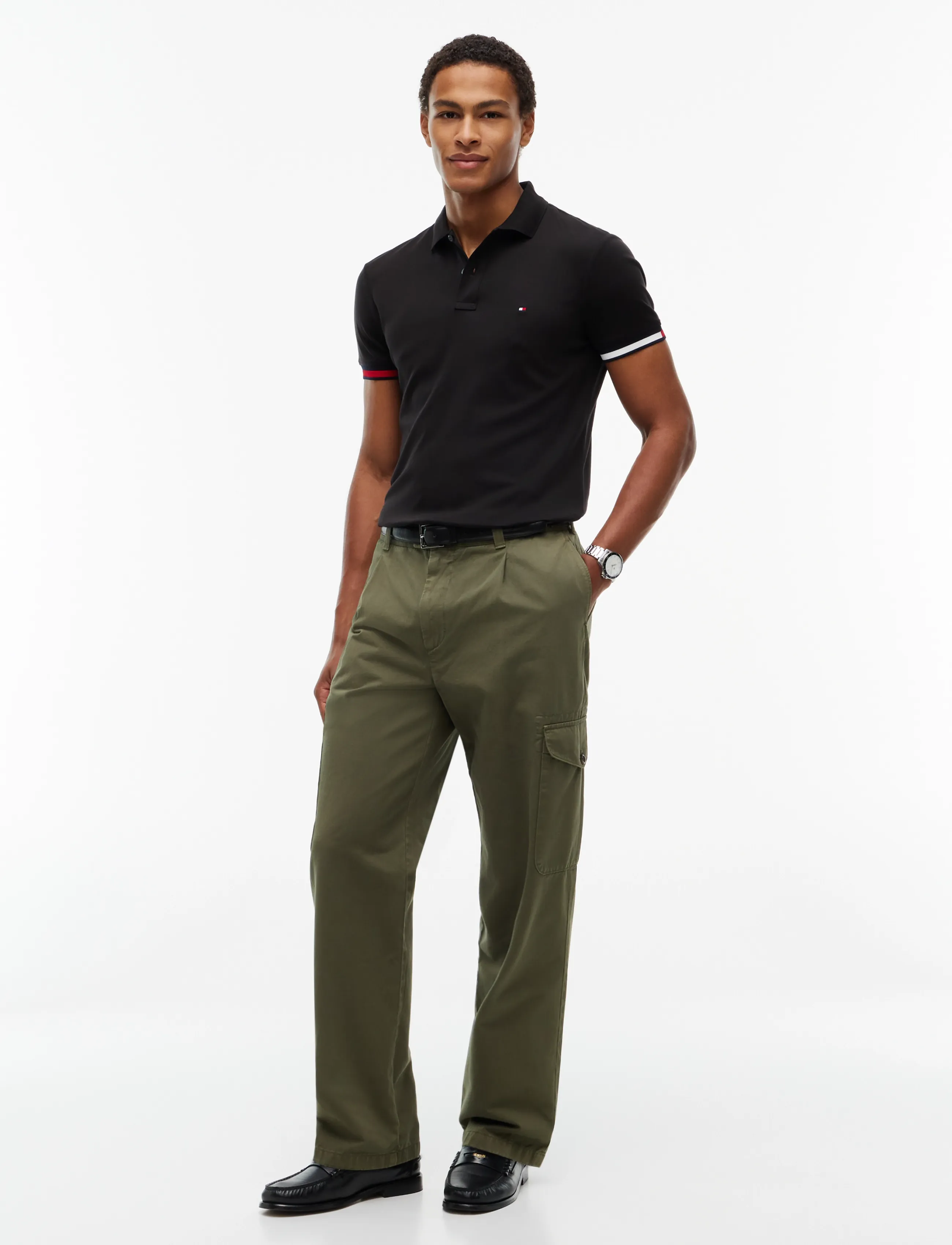 Tommy Hilfiger - LIQUID COTTON CUFF SLIM POLO - lühikeste varrukatega polod - black - 4