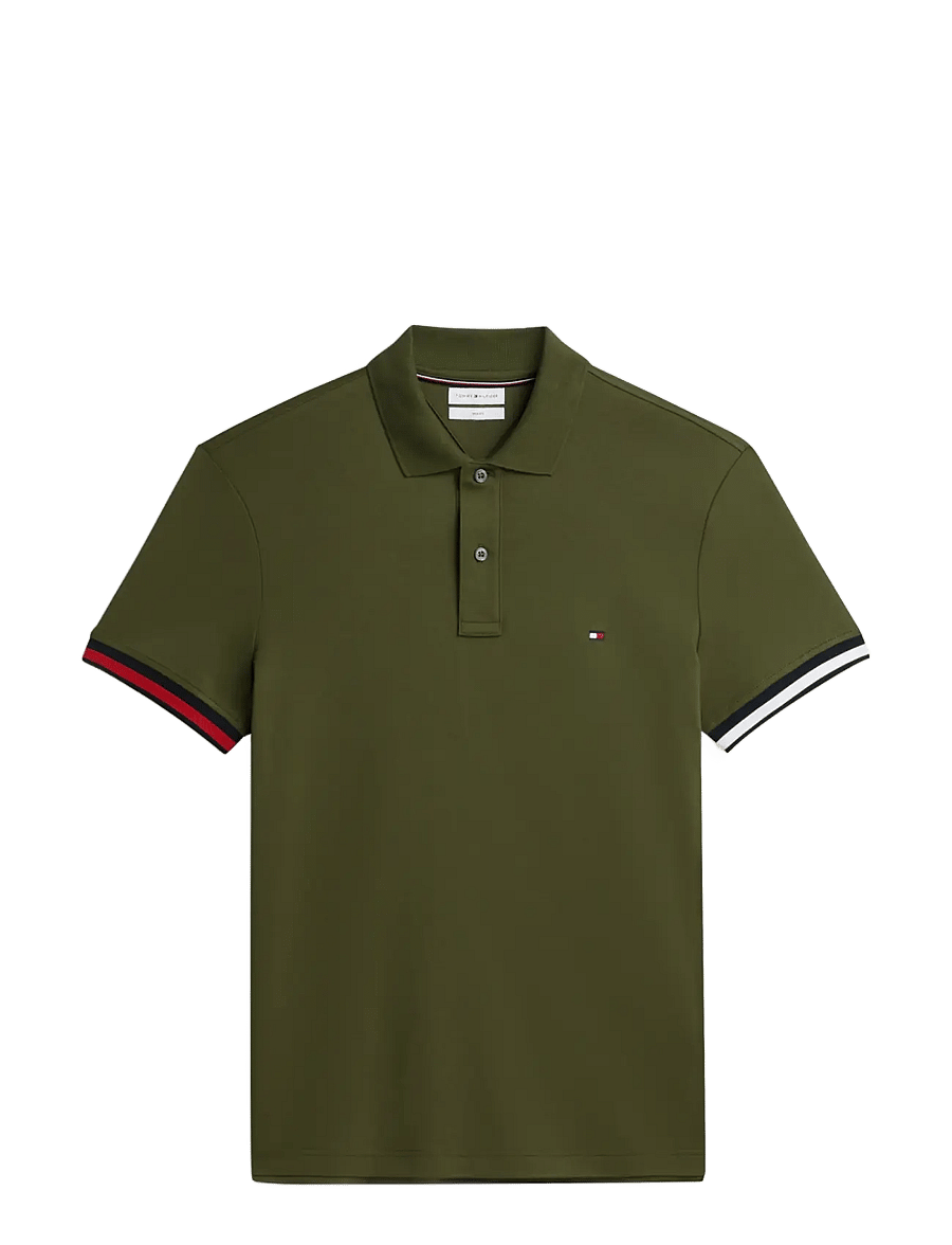 Tommy Hilfiger - LIQUID COTTON CUFF SLIM POLO - lühikeste varrukatega polod - huntsman green - 1