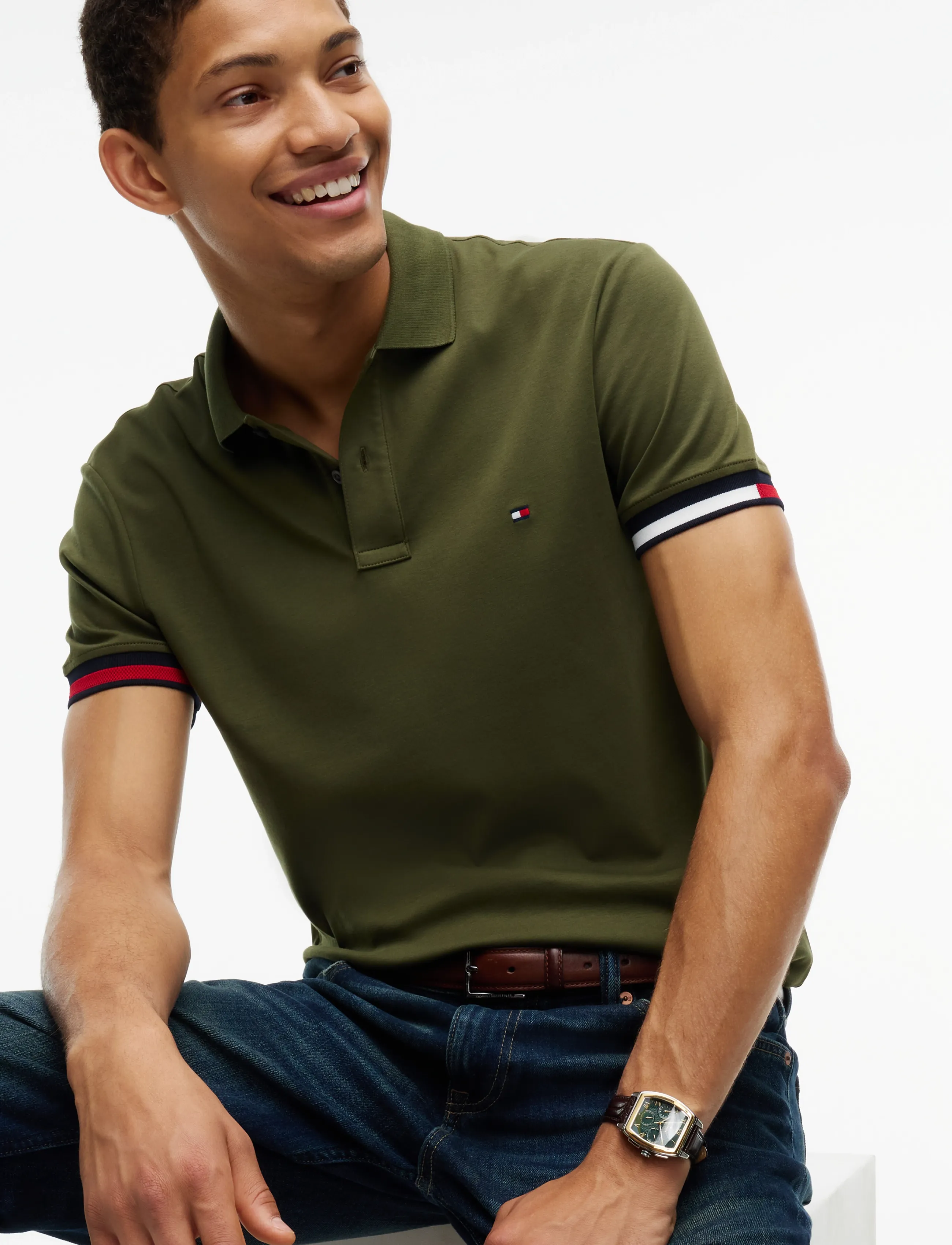 Tommy Hilfiger - LIQUID COTTON CUFF SLIM POLO - kurzärmelig - huntsman green - 3