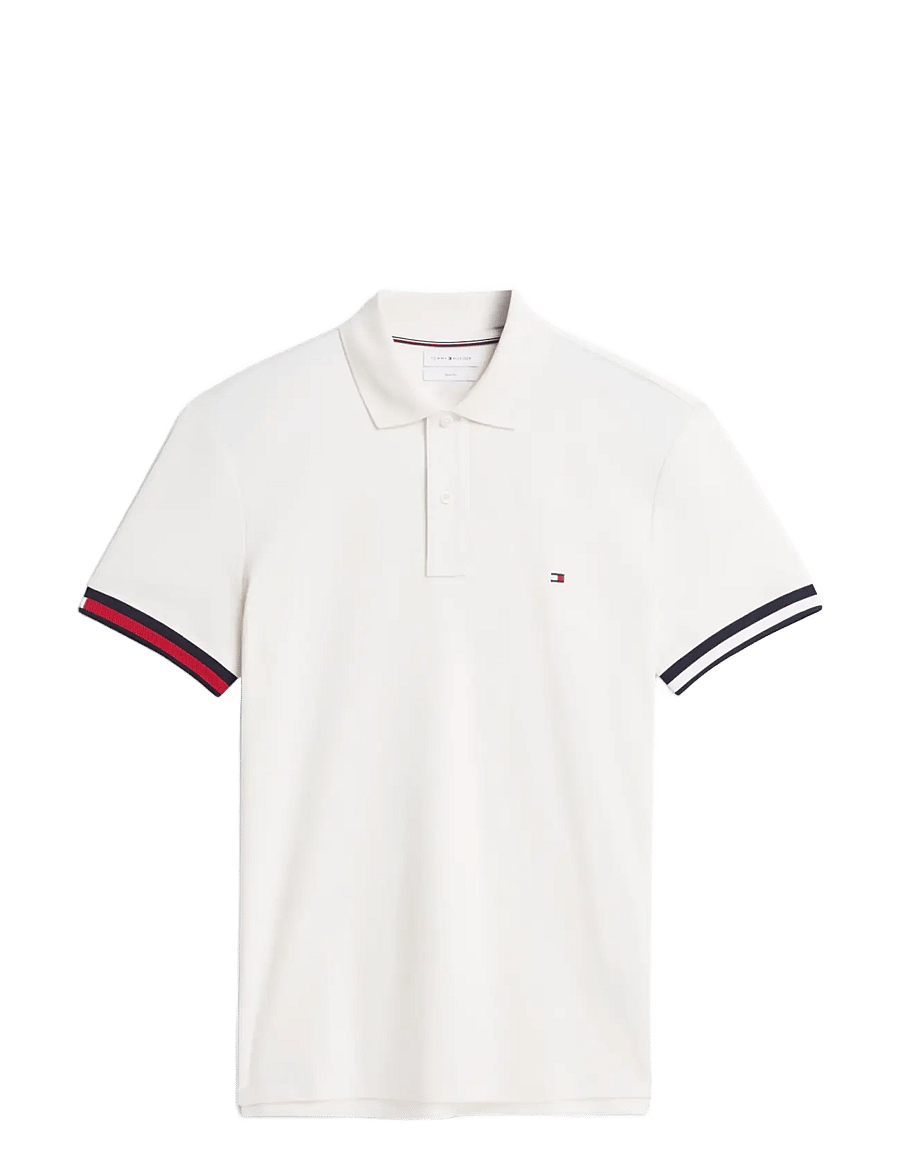 Tommy Hilfiger - LIQUID COTTON CUFF SLIM POLO - lühikeste varrukatega polod - ivory petal - 1