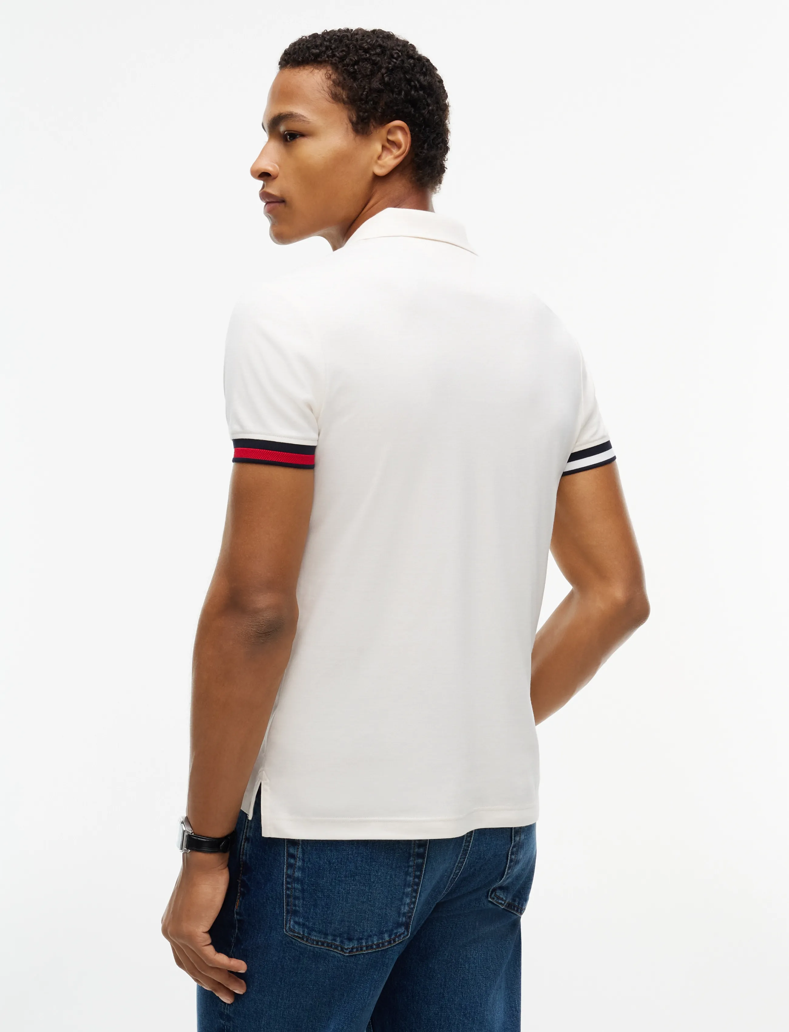 Tommy Hilfiger - LIQUID COTTON CUFF SLIM POLO - lühikeste varrukatega polod - ivory petal - 2