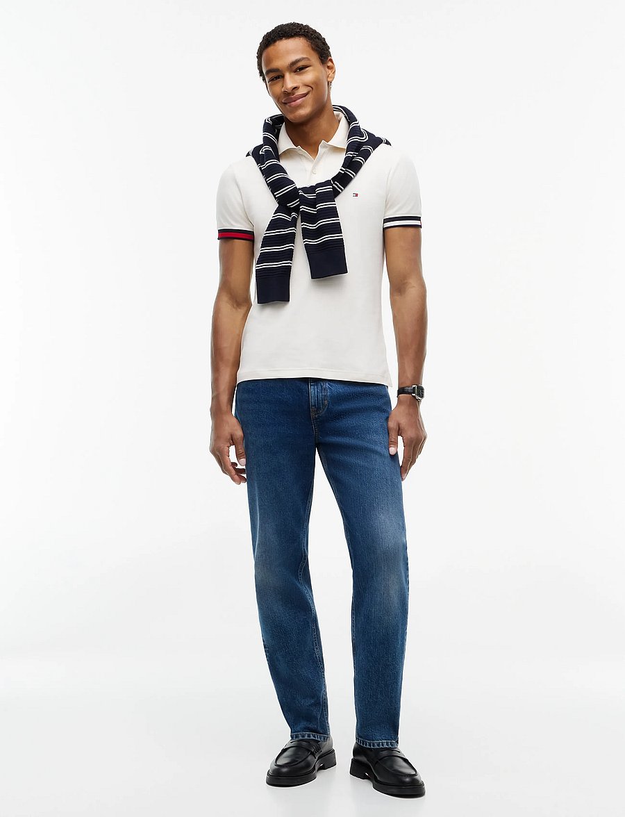 Tommy Hilfiger - LIQUID COTTON CUFF SLIM POLO - lühikeste varrukatega polod - ivory petal - 4