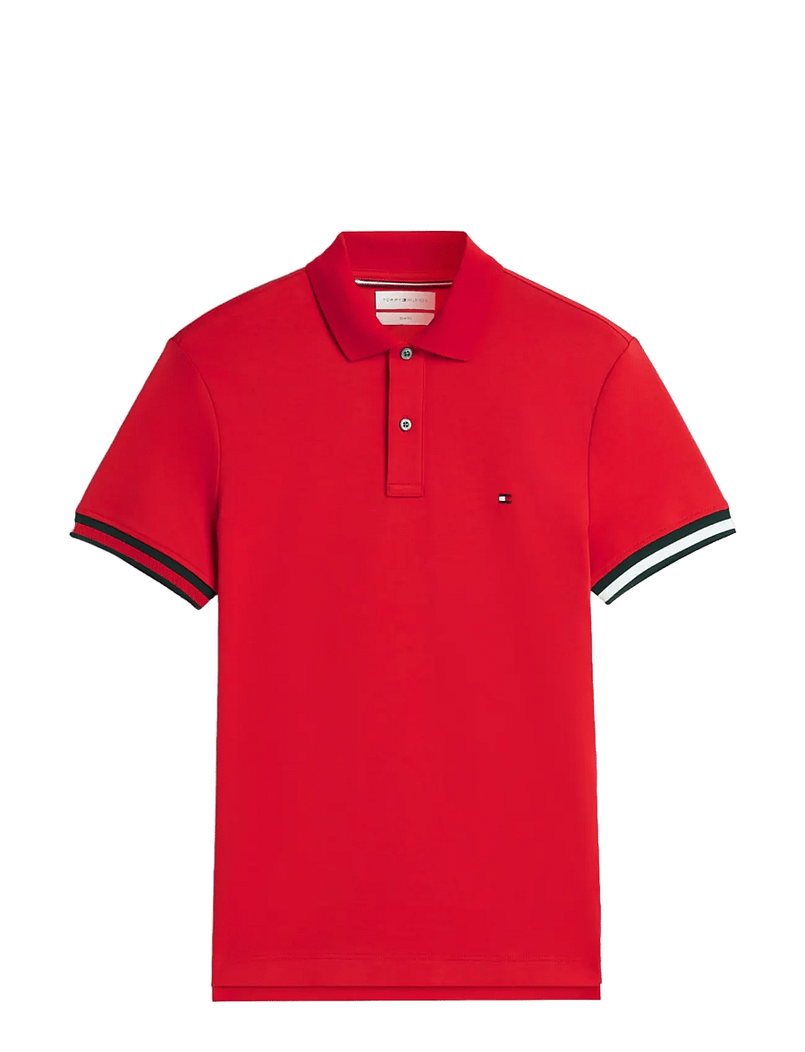 Tommy Hilfiger - LIQUID COTTON CUFF SLIM POLO - lühikeste varrukatega polod - medium red - 1