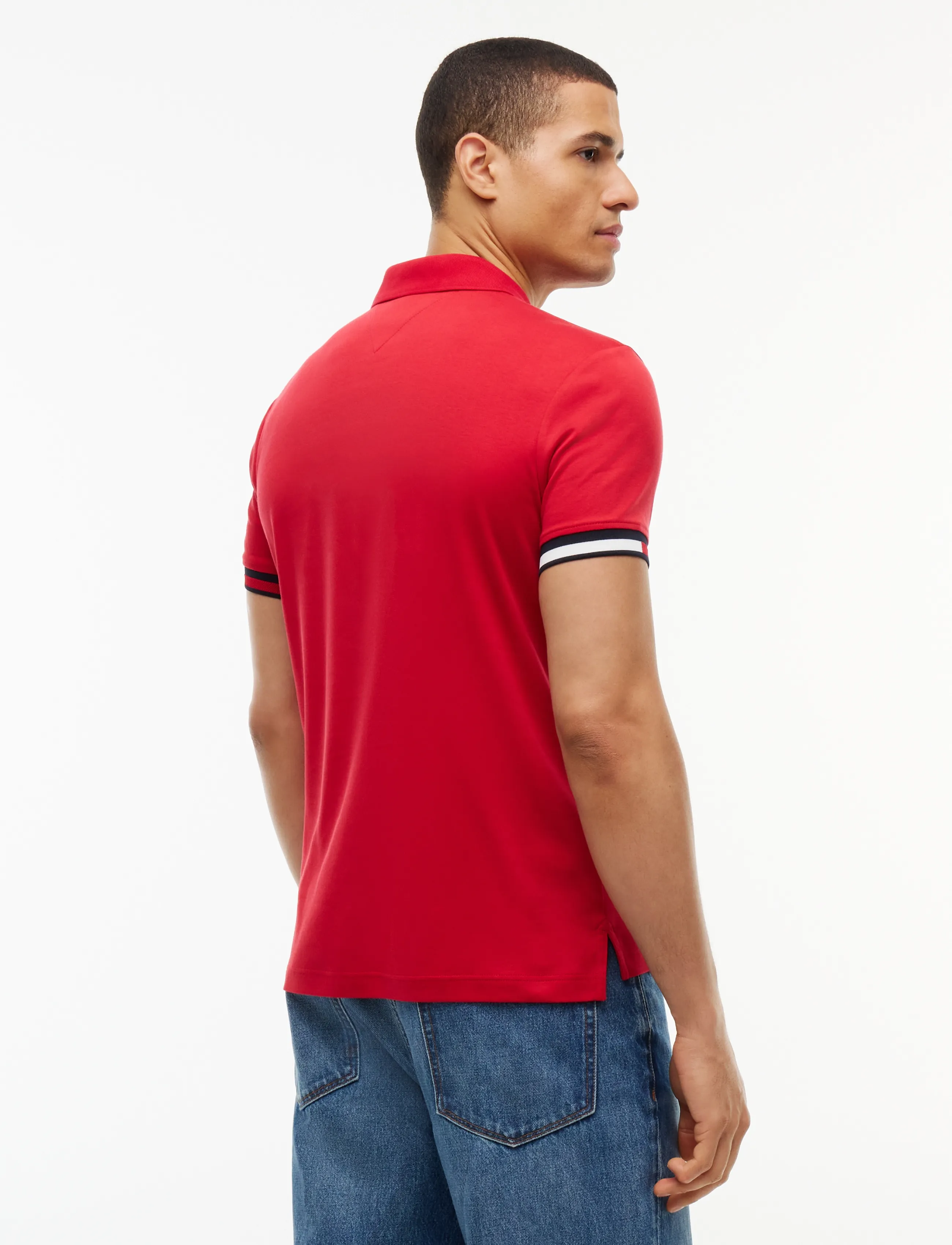 Tommy Hilfiger - LIQUID COTTON CUFF SLIM POLO - lühikeste varrukatega polod - medium red - 2