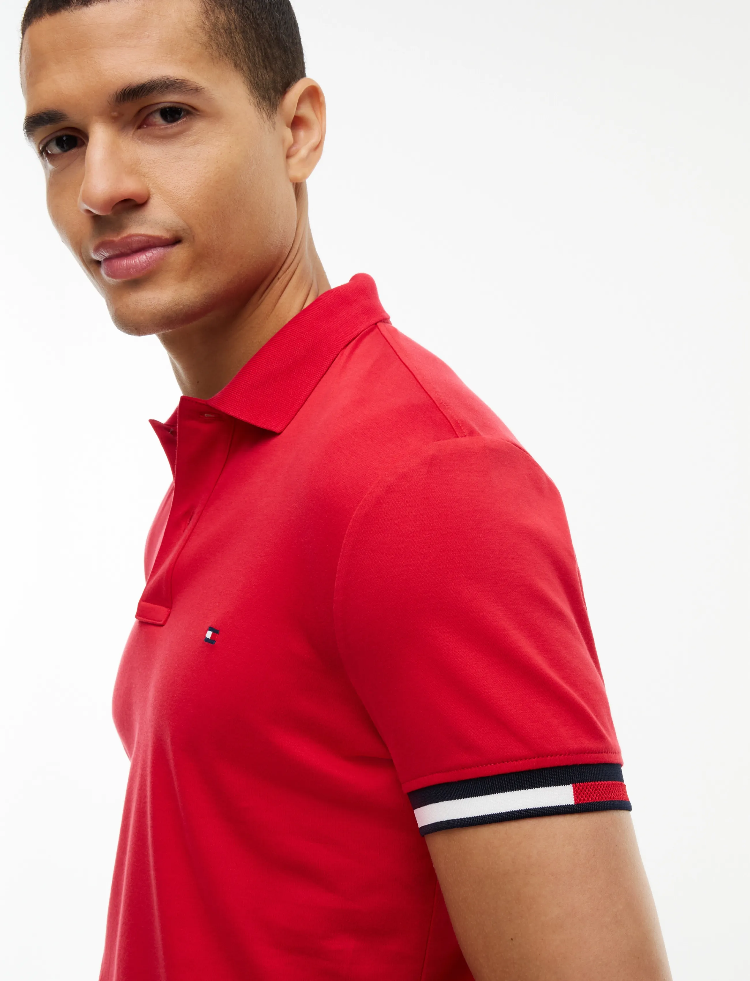 Tommy Hilfiger - LIQUID COTTON CUFF SLIM POLO - lühikeste varrukatega polod - medium red - 3